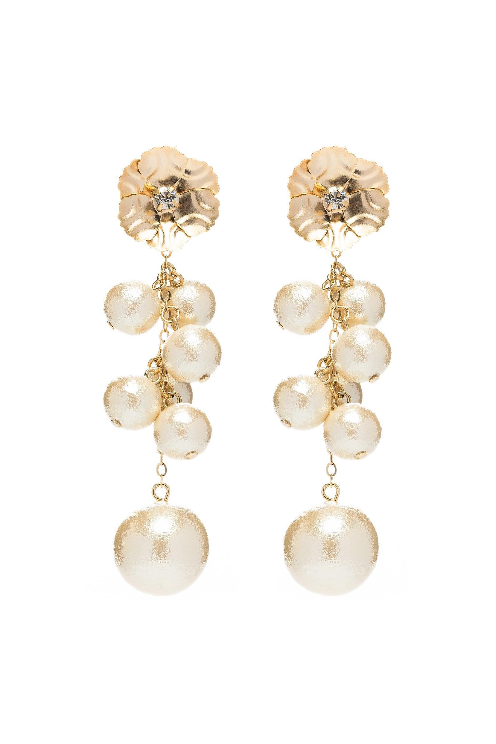 Alloy Earrings with Imitation Pearl CE0127 - COCOMELODY