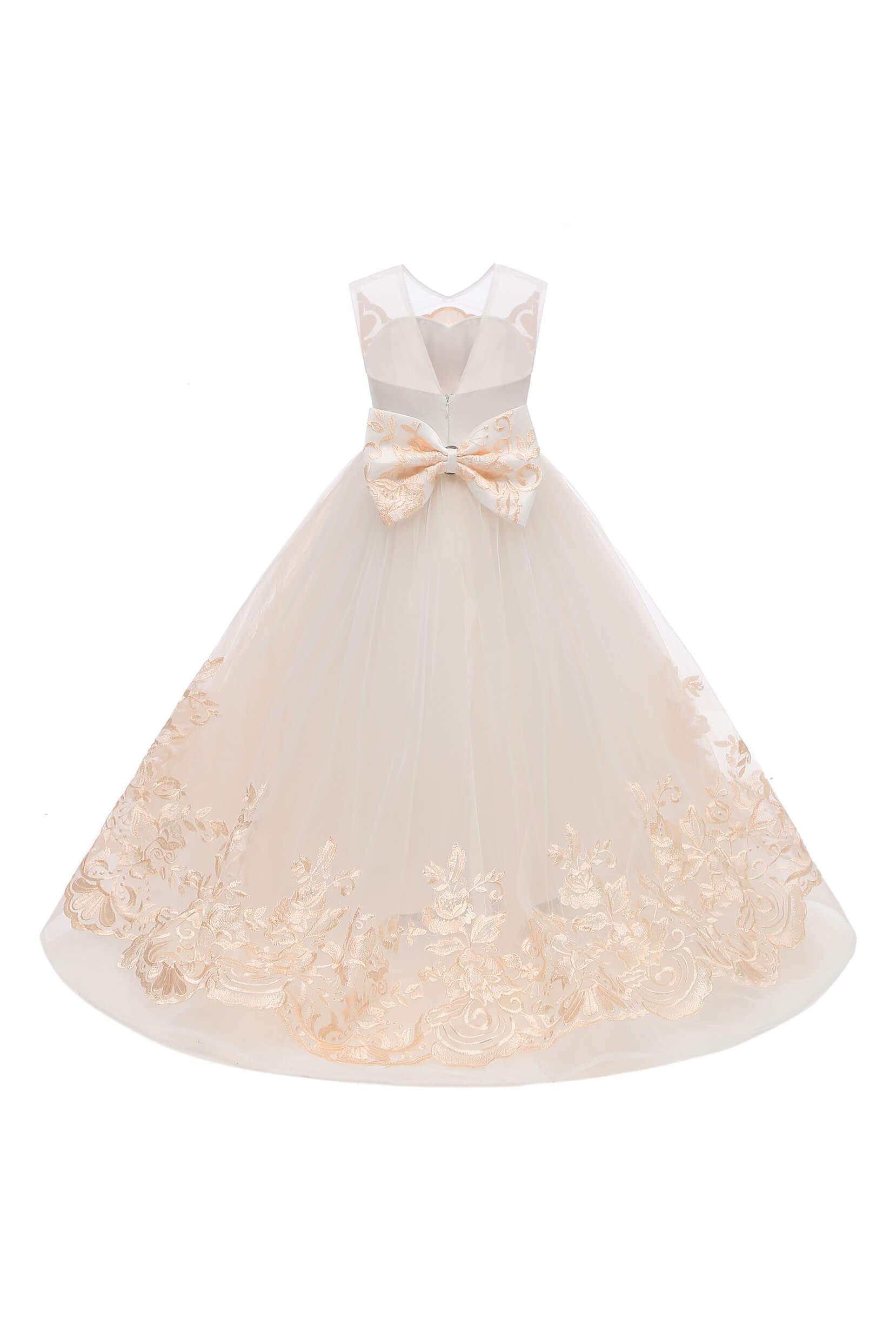 Ball Gown Floor Length Tulle Lace Flower Girl Dress CF0264 - COCOMELODY