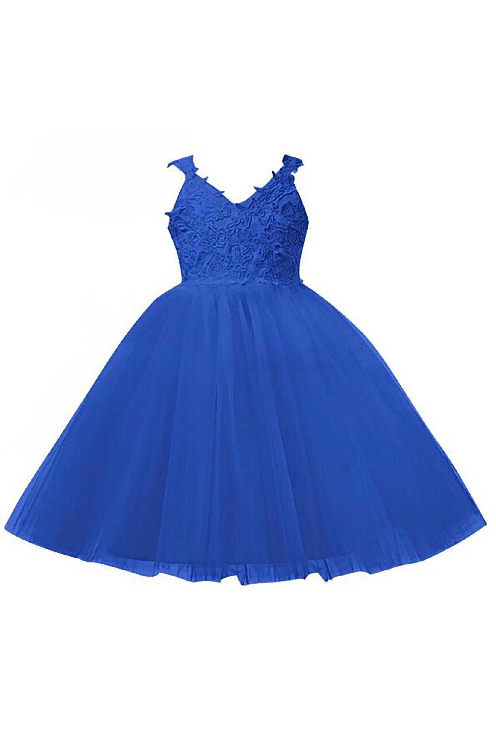 A-Line Knee Length Tulle Lace Flower Girl Dress CF0265 - COCOMELODY