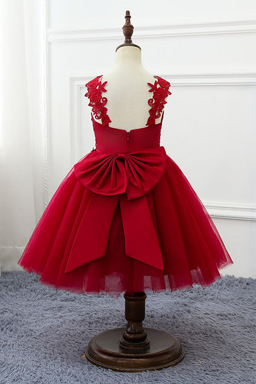 A-Line Knee Length Tulle Lace Flower Girl Dress CF0265 - COCOMELODY