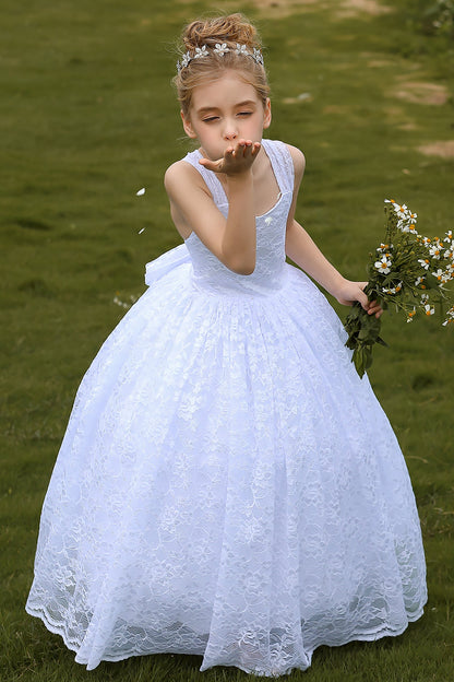 A-Line Floor Length Tulle Lace Flower Girl Dress CF0271