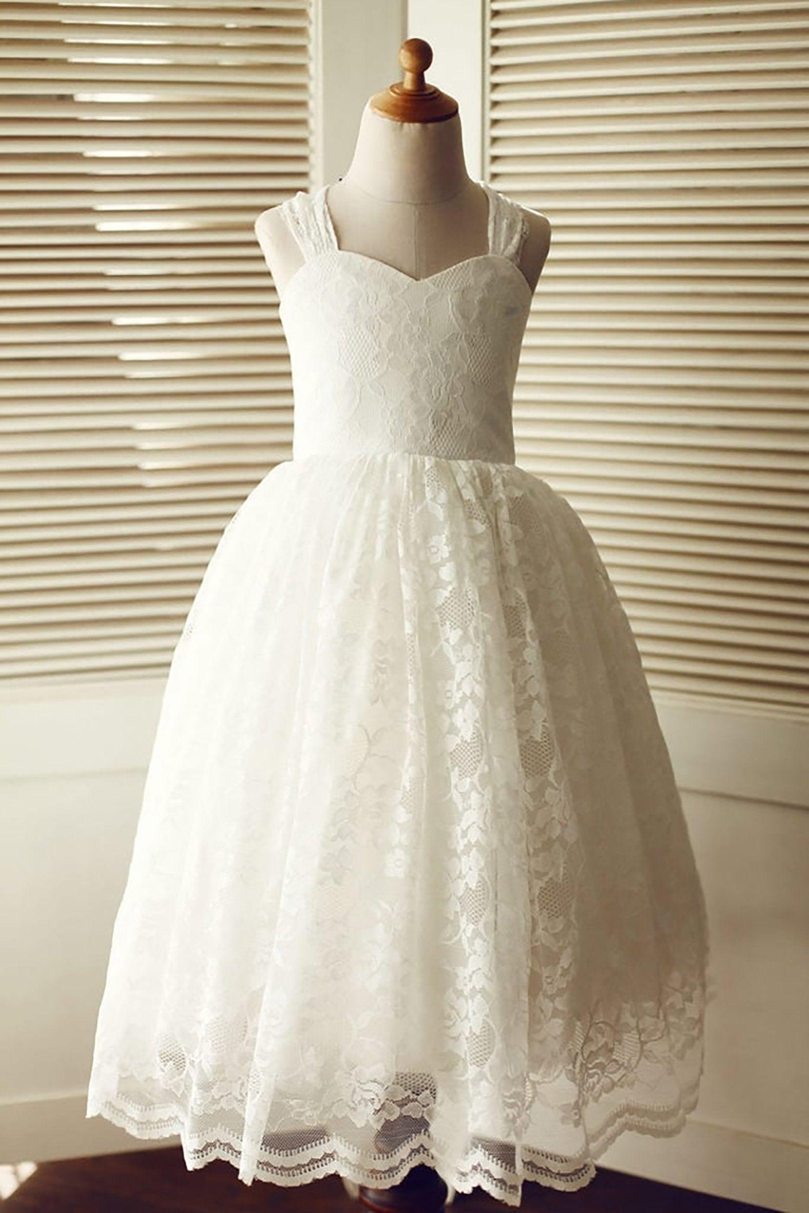 A-Line Floor Length Tulle Lace Flower Girl Dress CF0271 - COCOMELODY