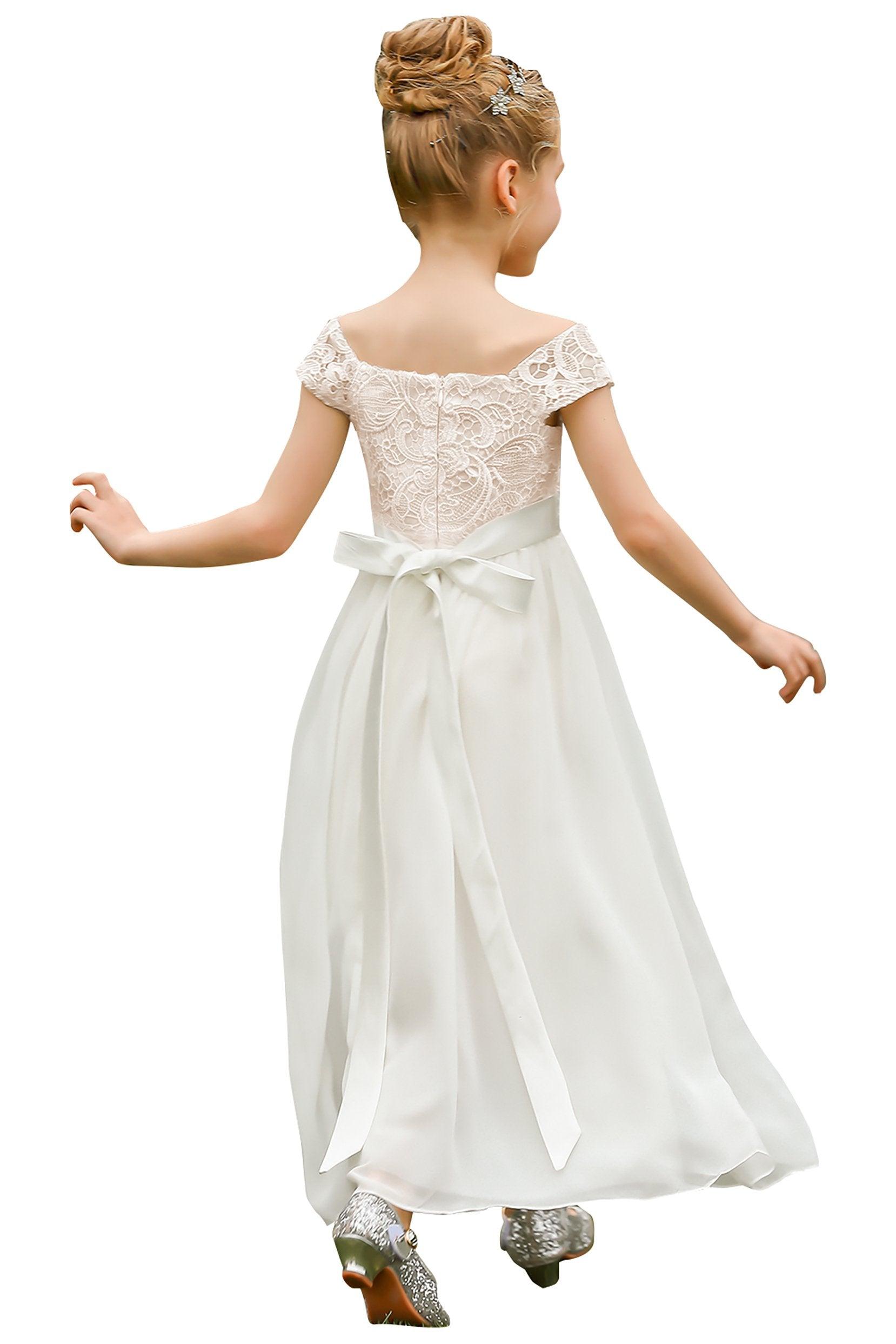 A-Line Floor Length Tulle Lace Flower Girl Dress CF0272 - COCOMELODY