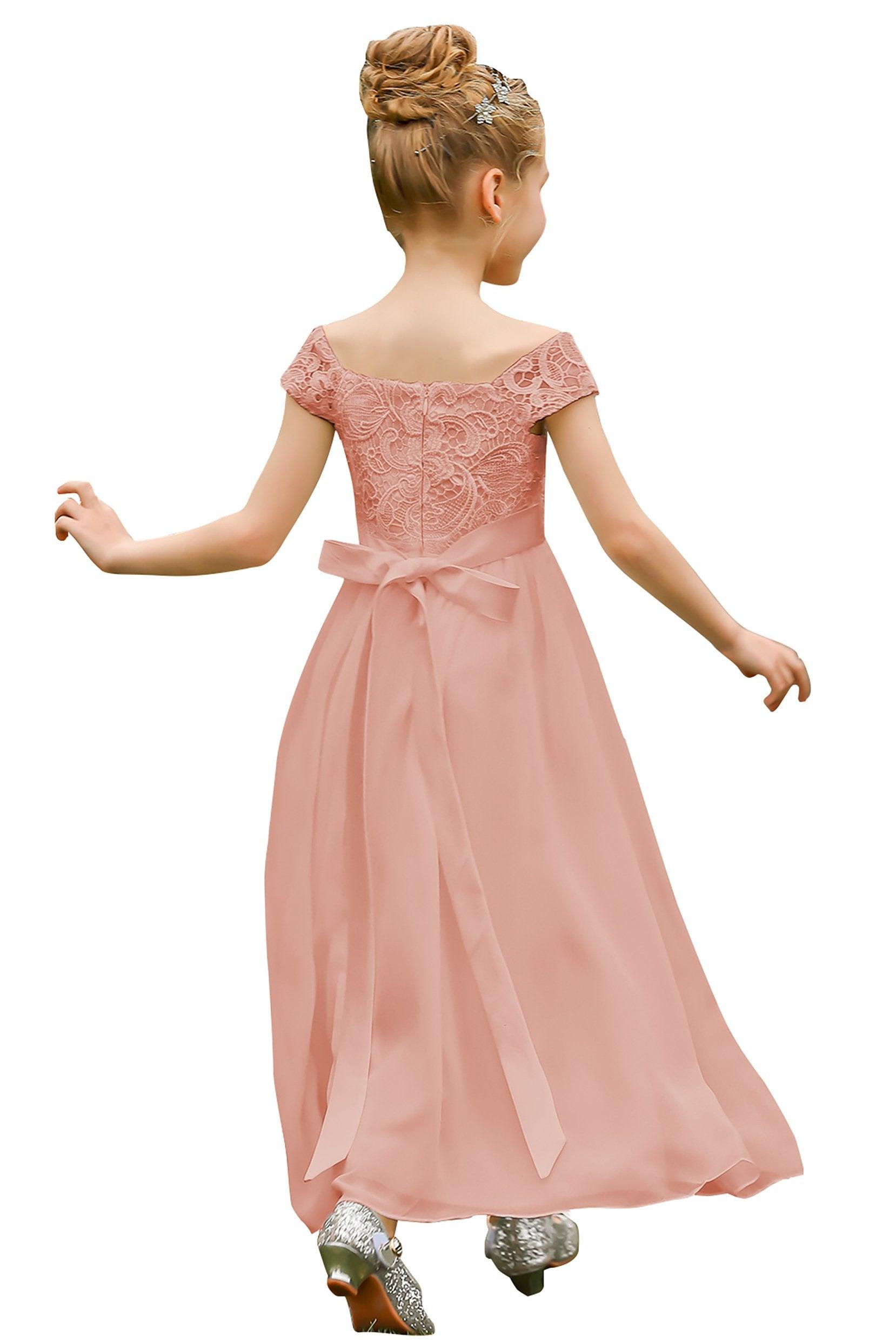 A-Line Floor Length Tulle Lace Flower Girl Dress CF0272 - COCOMELODY
