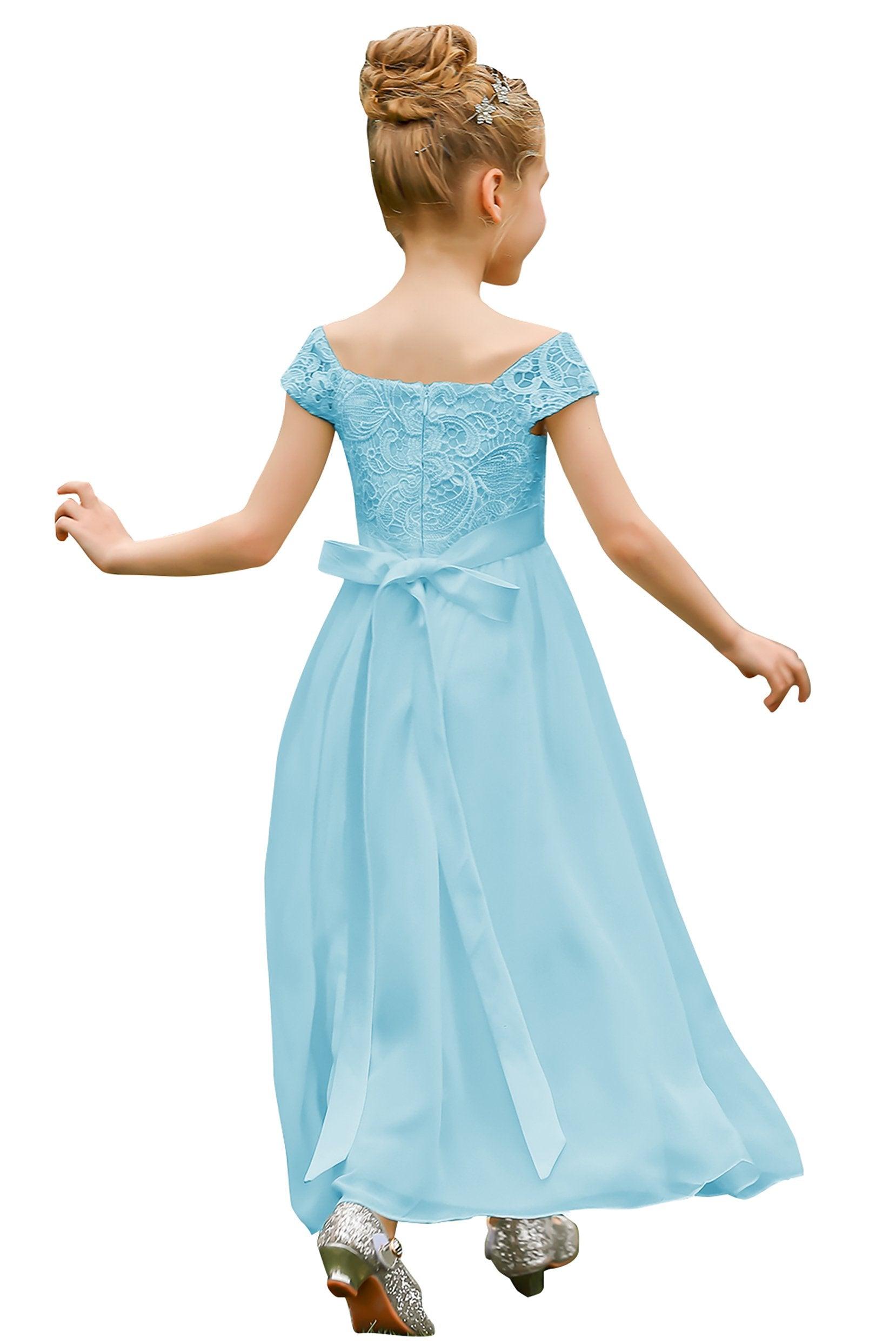 A-Line Floor Length Tulle Lace Flower Girl Dress CF0272 - COCOMELODY