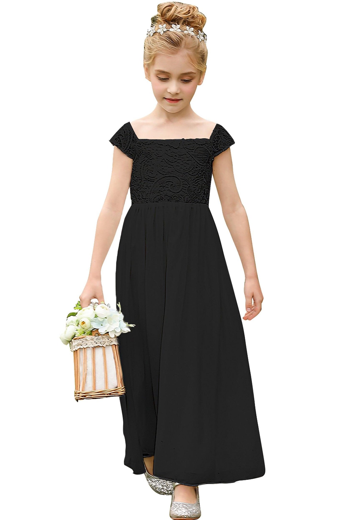 A-Line Floor Length Tulle Lace Flower Girl Dress CF0272