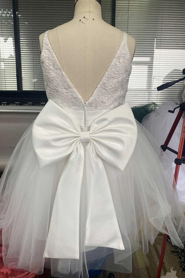 A-Line Knee Length Tulle Lace Flower Girl Dress CF0273 - COCOMELODY