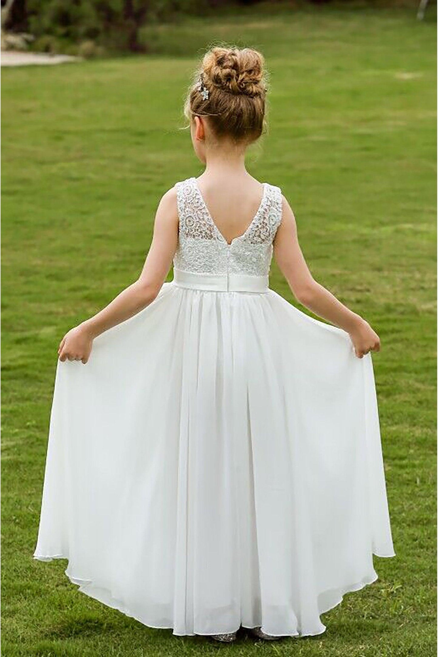 A-Line Floor Length Tulle Lace Flower Girl Dress CF0278