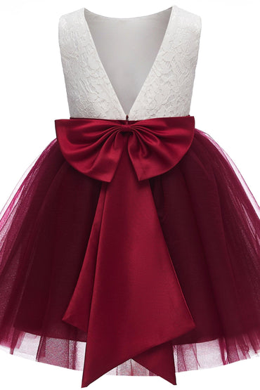 A-Line Knee Length Tulle Lace Flower Girl Dress CF0282 - COCOMELODY