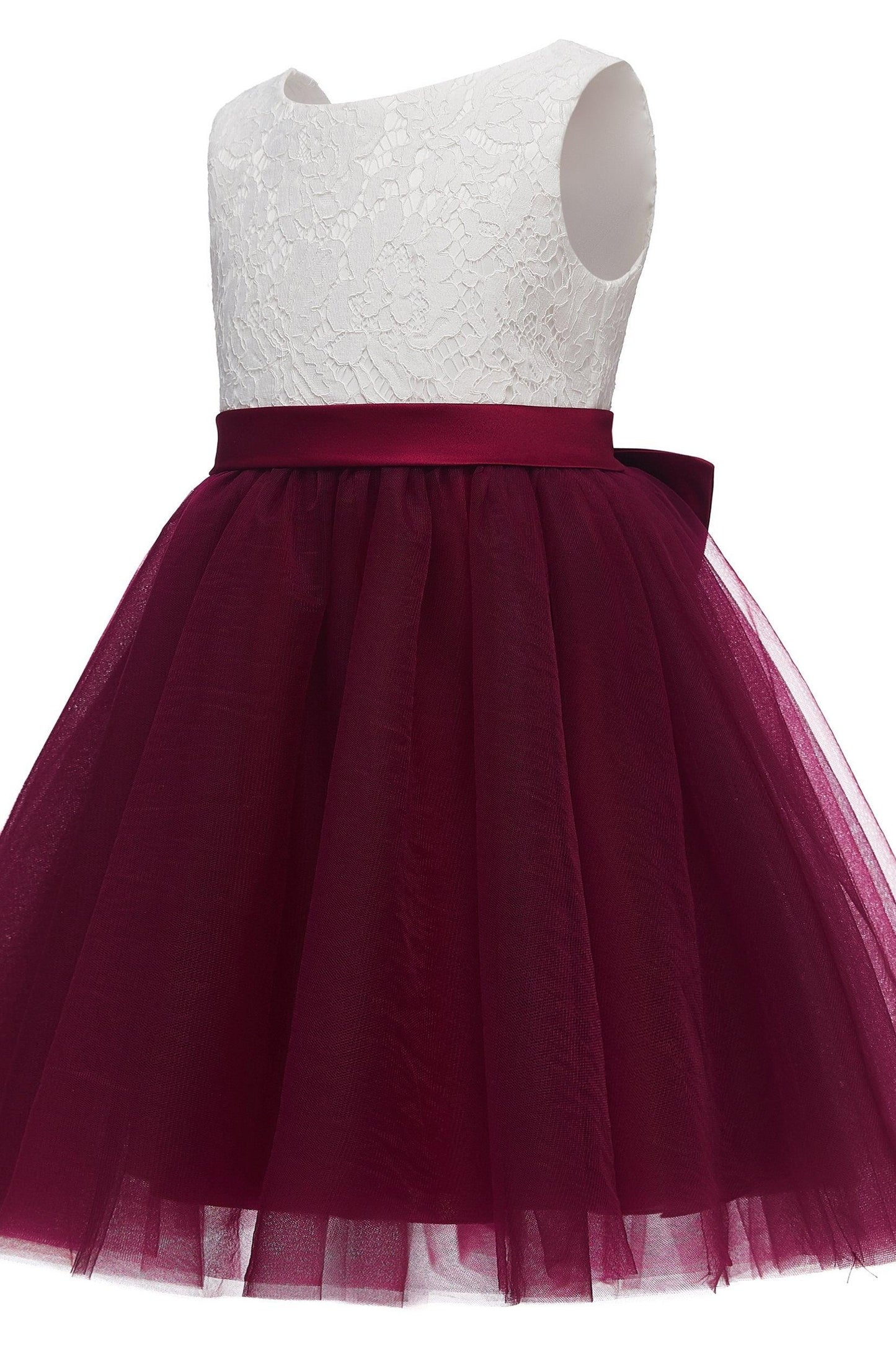 A-Line Knee Length Tulle Lace Flower Girl Dress CF0282 - COCOMELODY