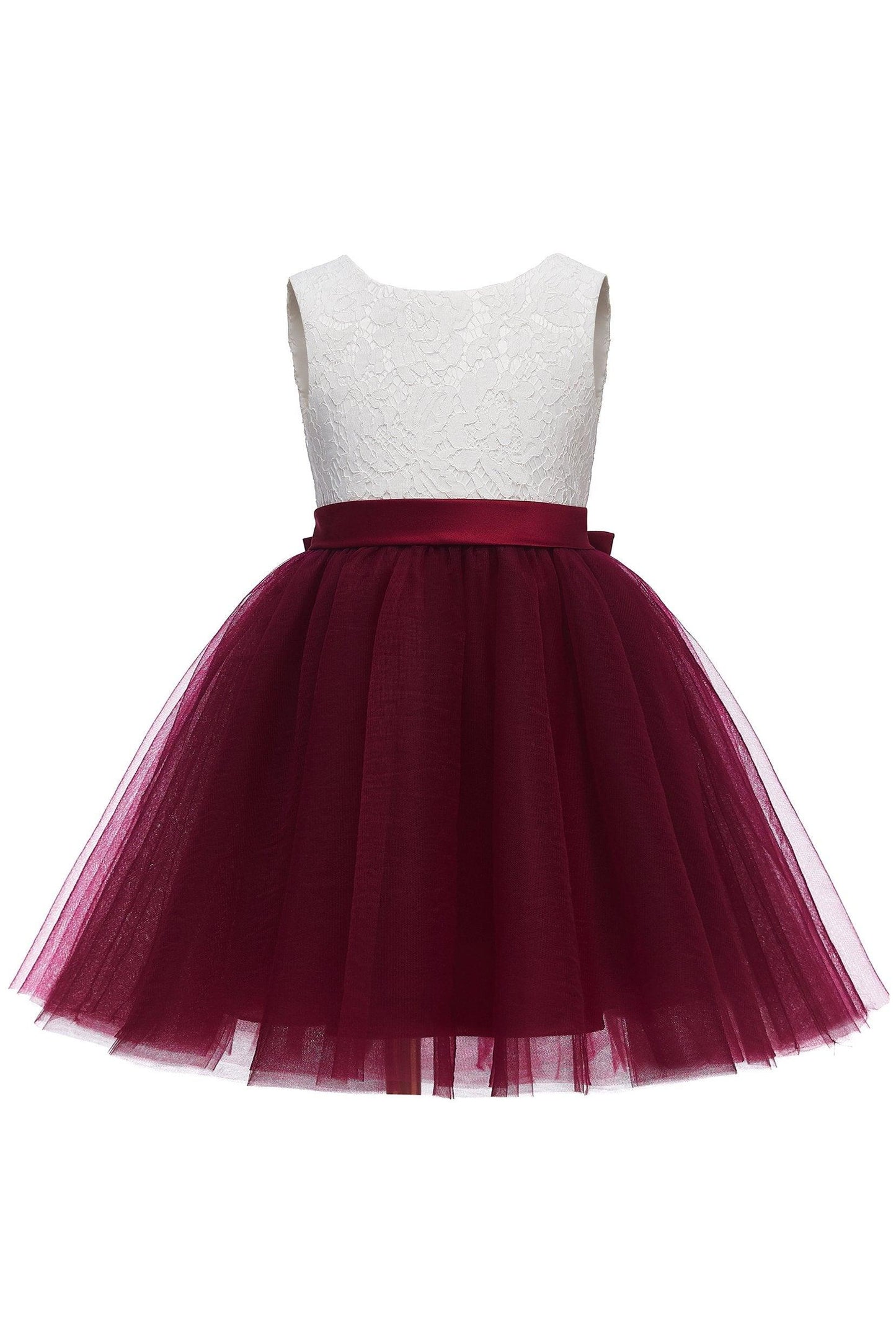 A-Line Knee Length Tulle Lace Flower Girl Dress CF0282 - COCOMELODY