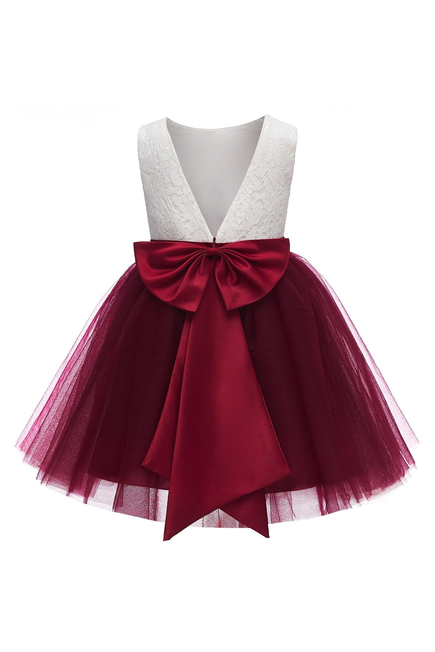 A-Line Knee Length Tulle Lace Flower Girl Dress CF0282 - COCOMELODY