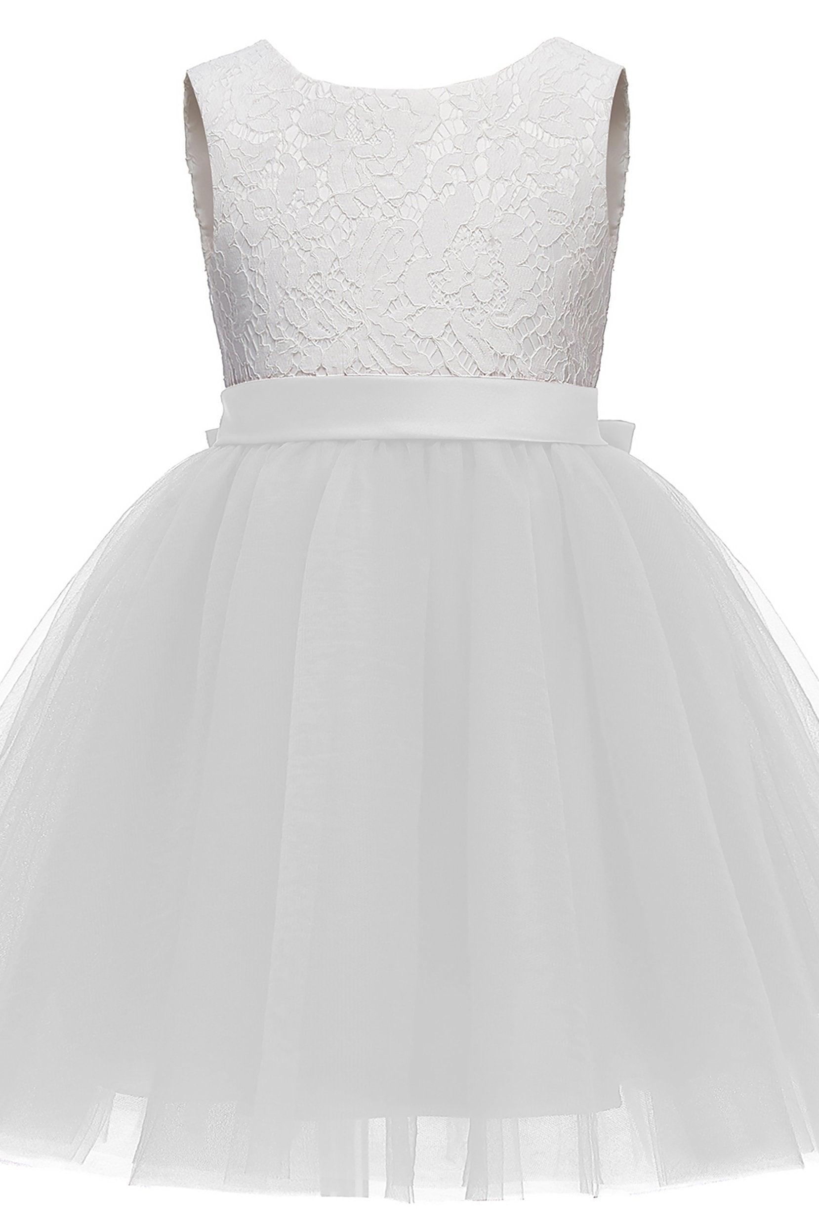 A-Line Knee Length Tulle Lace Flower Girl Dress CF0282 - COCOMELODY