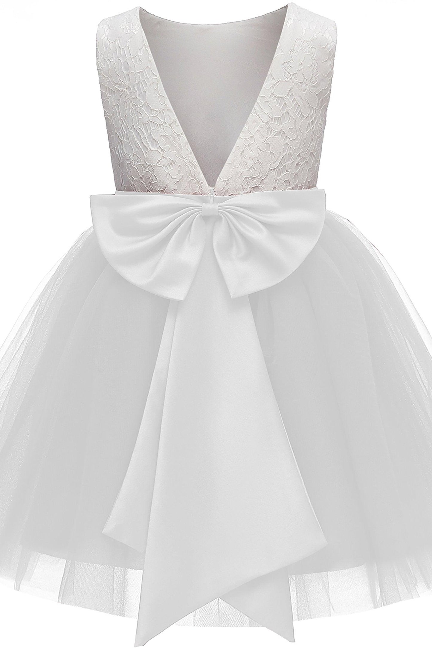 A-Line Knee Length Tulle Lace Flower Girl Dress CF0282 - COCOMELODY