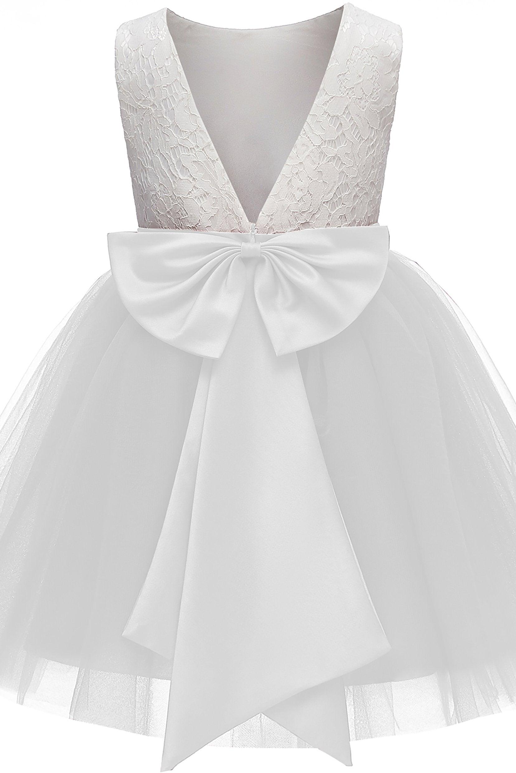 A-Line Knee Length Tulle Lace Flower Girl Dress CF0282 - COCOMELODY