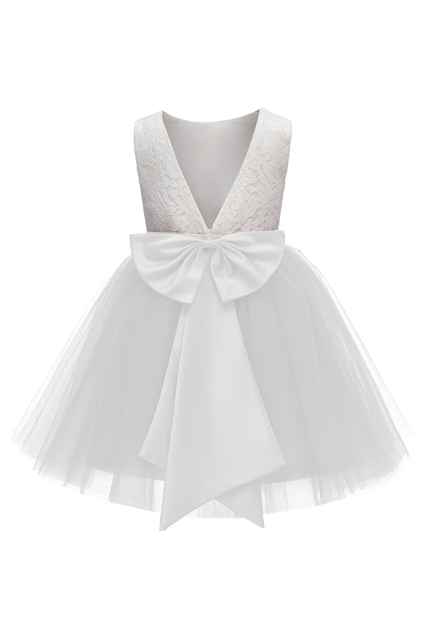 A-Line Knee Length Tulle Lace Flower Girl Dress CF0282 - COCOMELODY
