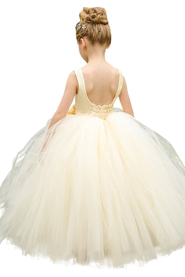 Ball Gown Floor Length Satin Tulle Flower Girl Dress CF0283