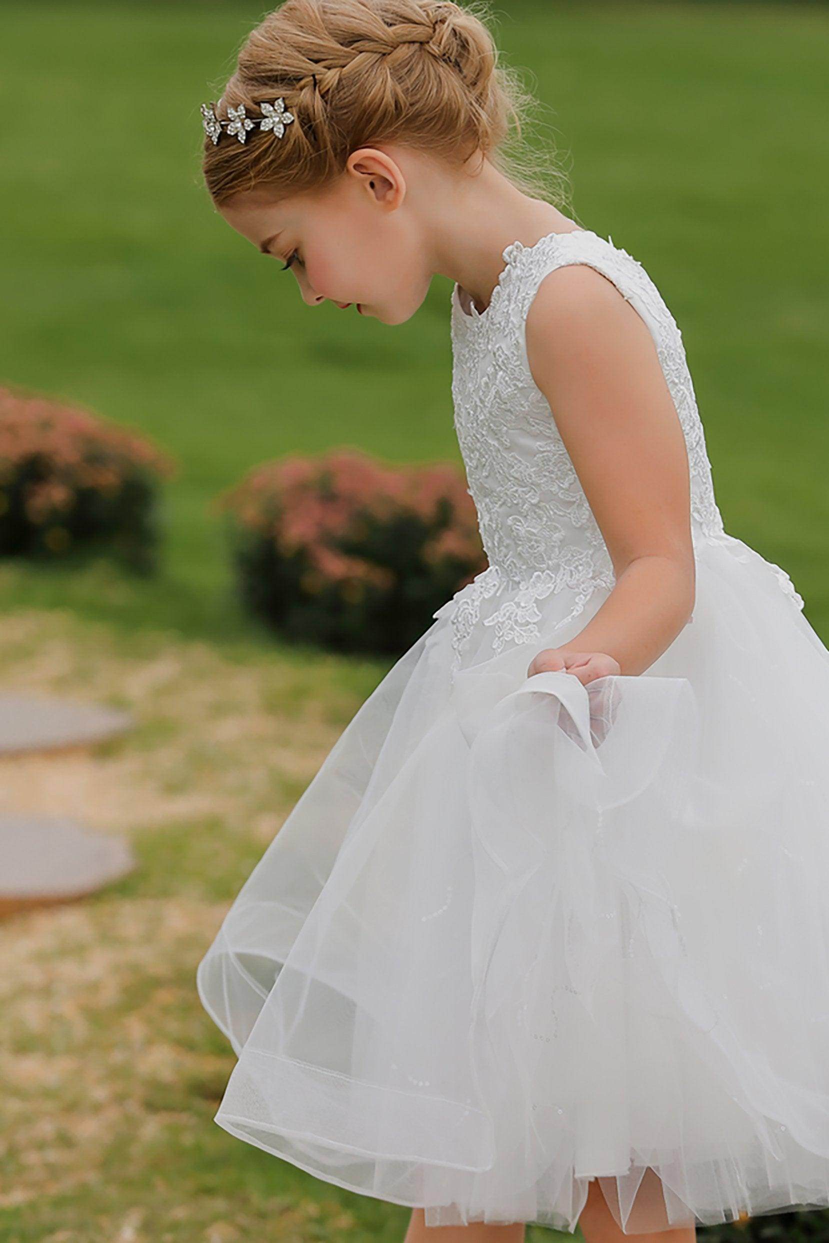 A-Line Knee Length Tulle Lace Flower Girl Dress COCOMELODY CF0286, 7 Days / Ivory / 10 A-Line Knee Length Tulle Lace Flower Girl Dress COCOMELODY CF0286, 7 Days / Ivory / 10