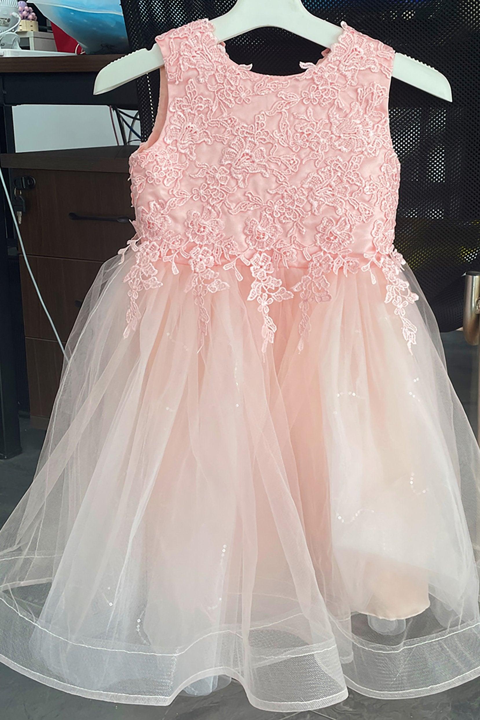 A-Line Knee Length Tulle Lace Flower Girl Dress CF0286 - COCOMELODY