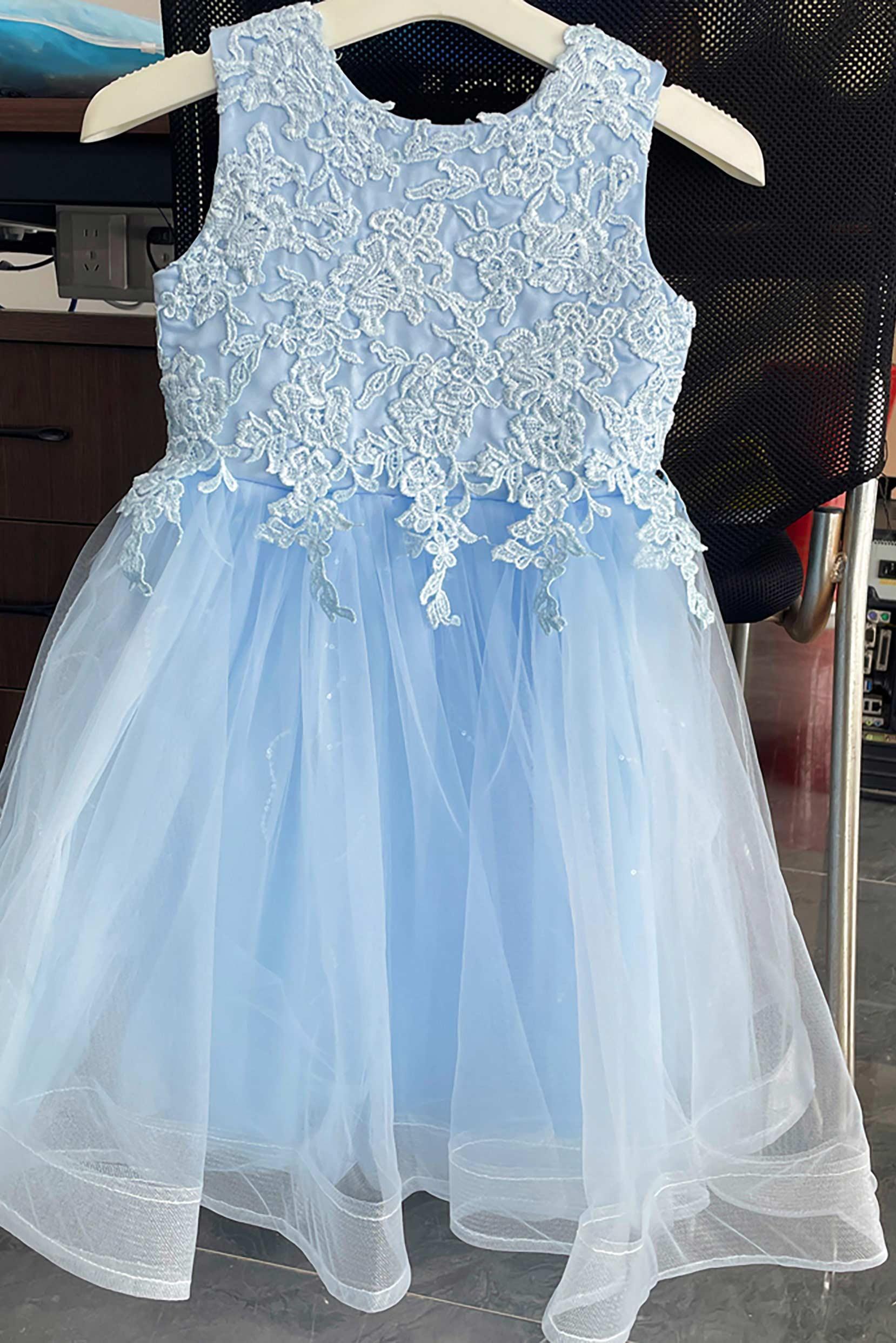 A-Line Knee Length Tulle Lace Flower Girl Dress CF0286 - COCOMELODY