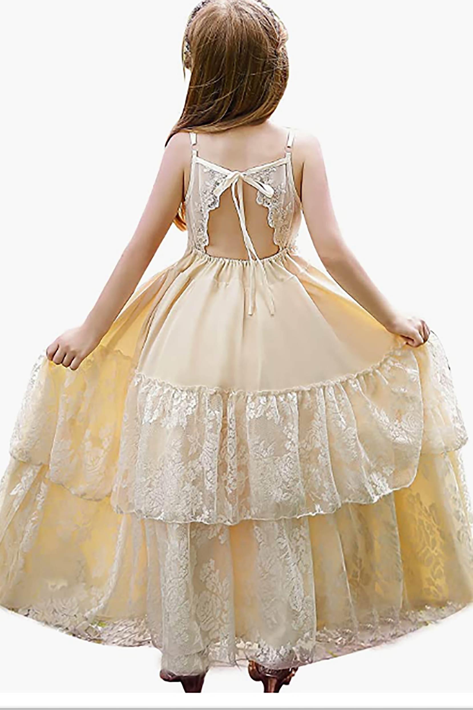 A-Line Floor Length Lace Flower Girl Dress CF0288 - COCOMELODY