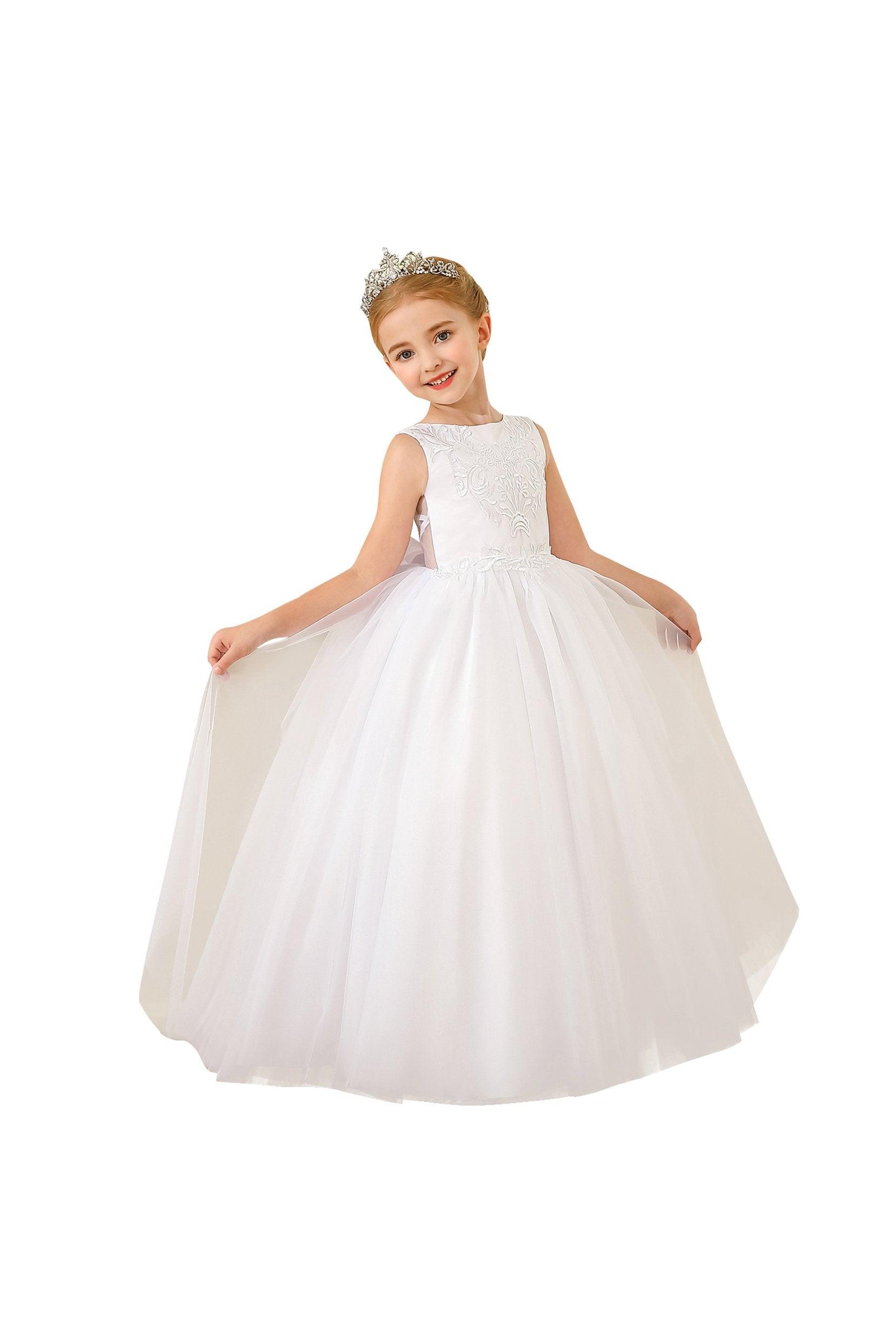 A-Line Floor Length Tulle Lace Flower Girl Dress CF0289 - COCOMELODY