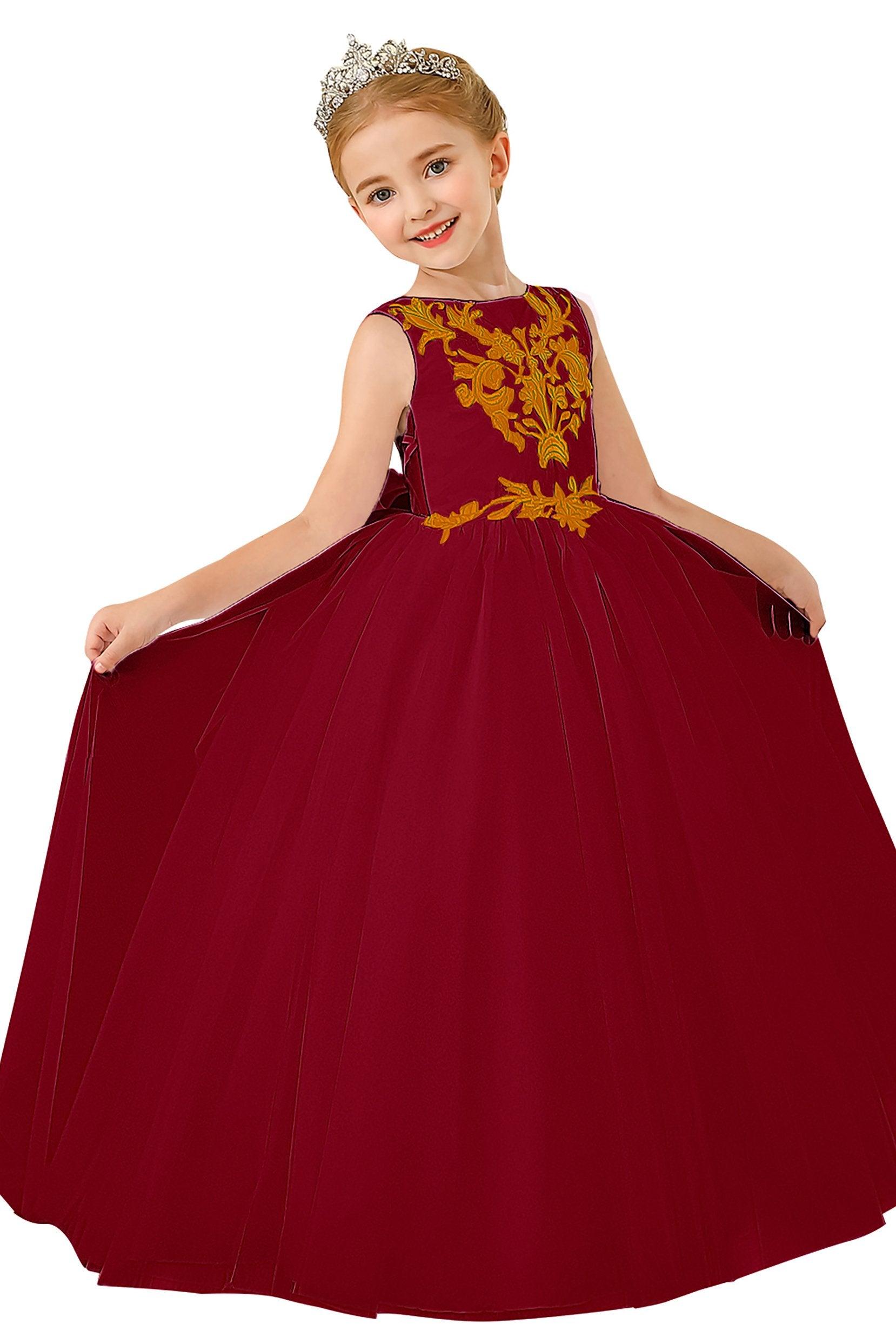 A-Line Floor Length Tulle Lace Flower Girl Dress CF0289 - COCOMELODY