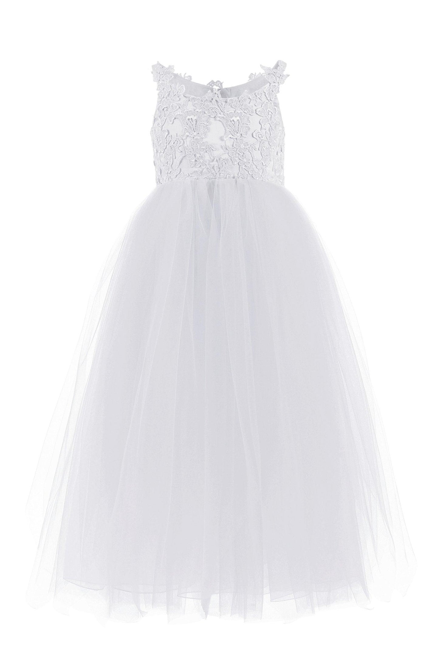 A-Line Floor Length Tulle Lace Flower Girl Dress CF0291 - COCOMELODY