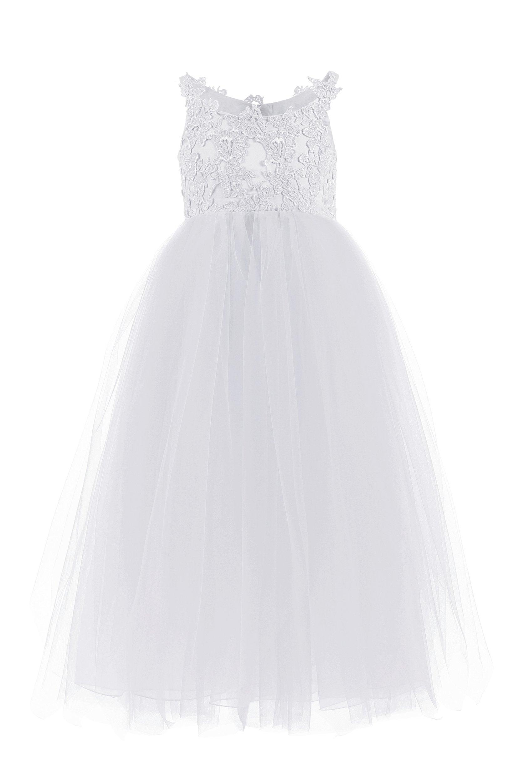 A-Line Floor Length Tulle Lace Flower Girl Dress CF0291 - COCOMELODY