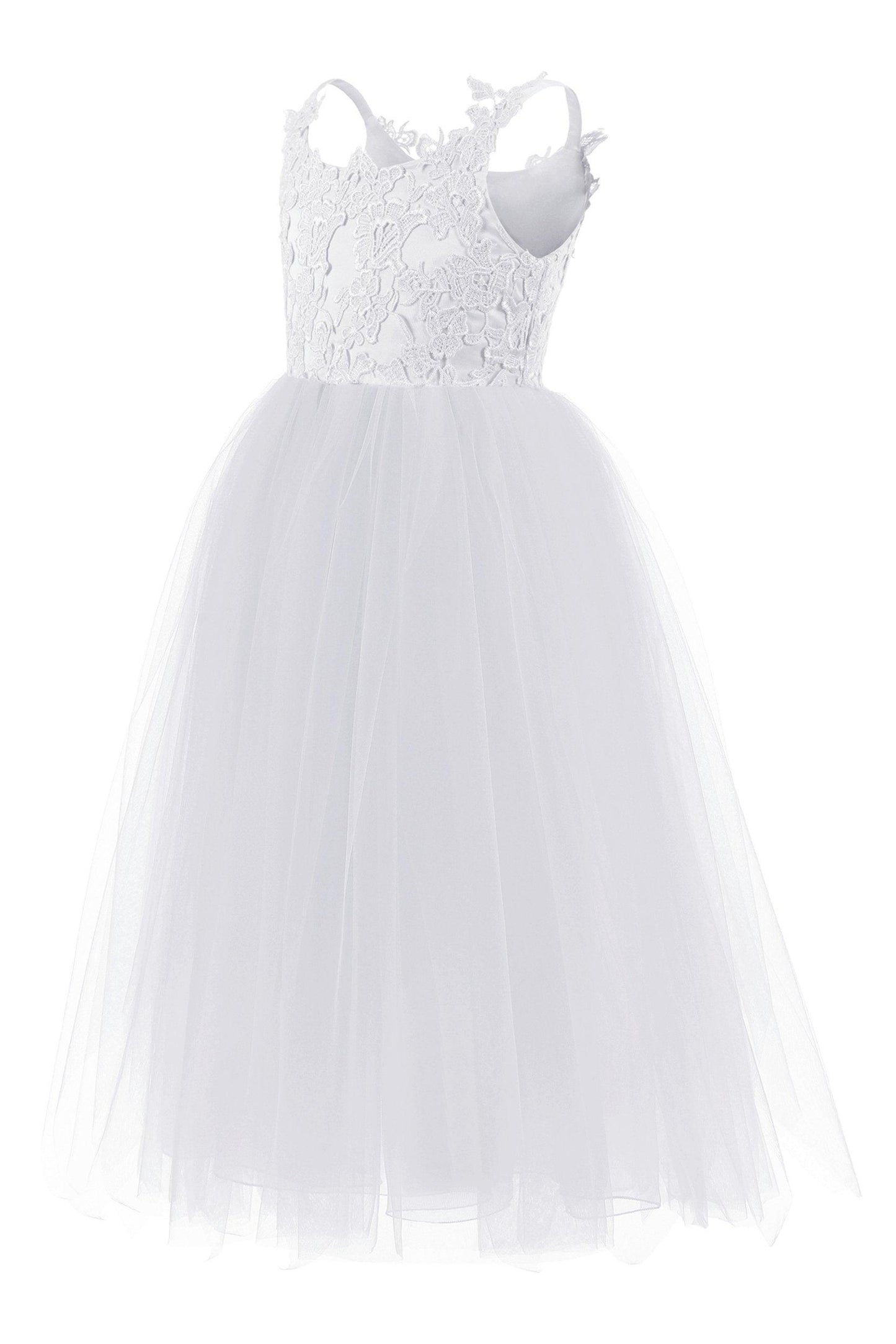 A-Line Floor Length Tulle Lace Flower Girl Dress CF0291 - COCOMELODY