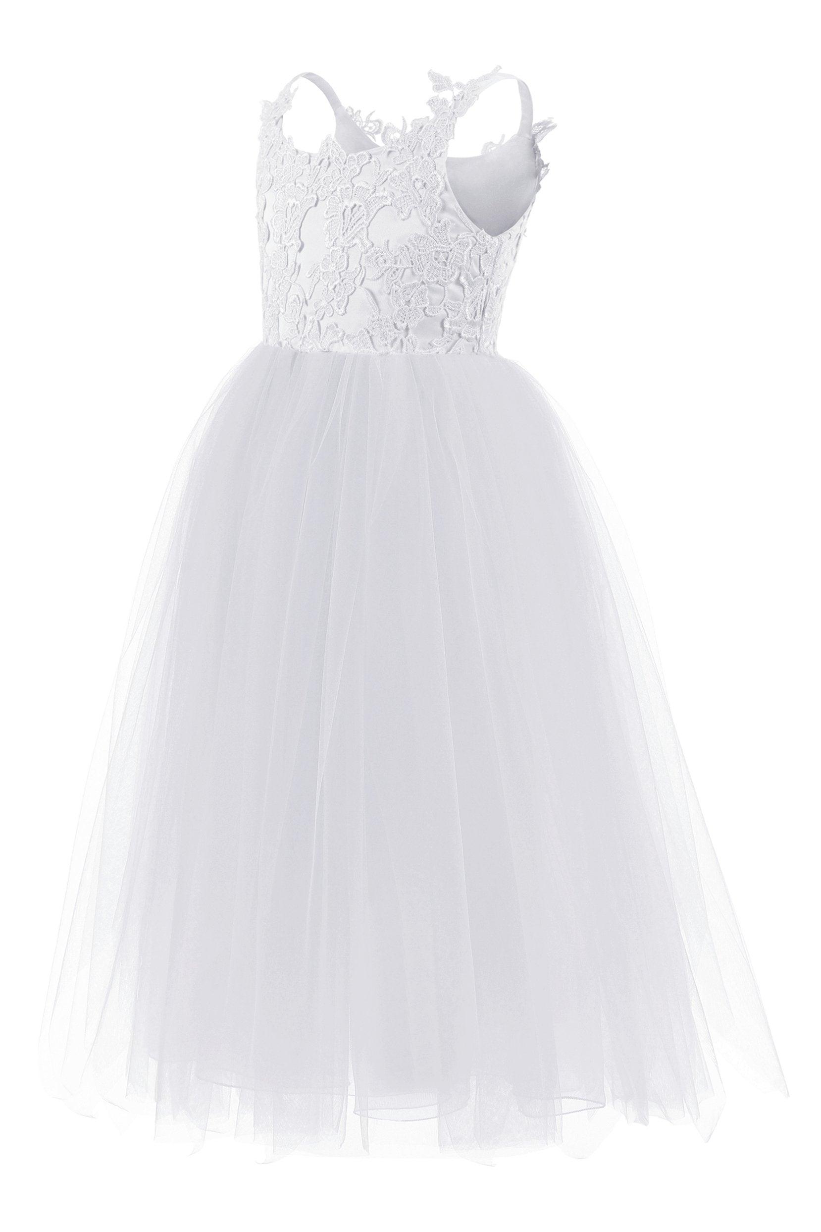 A-Line Floor Length Tulle Lace Flower Girl Dress CF0291 - COCOMELODY