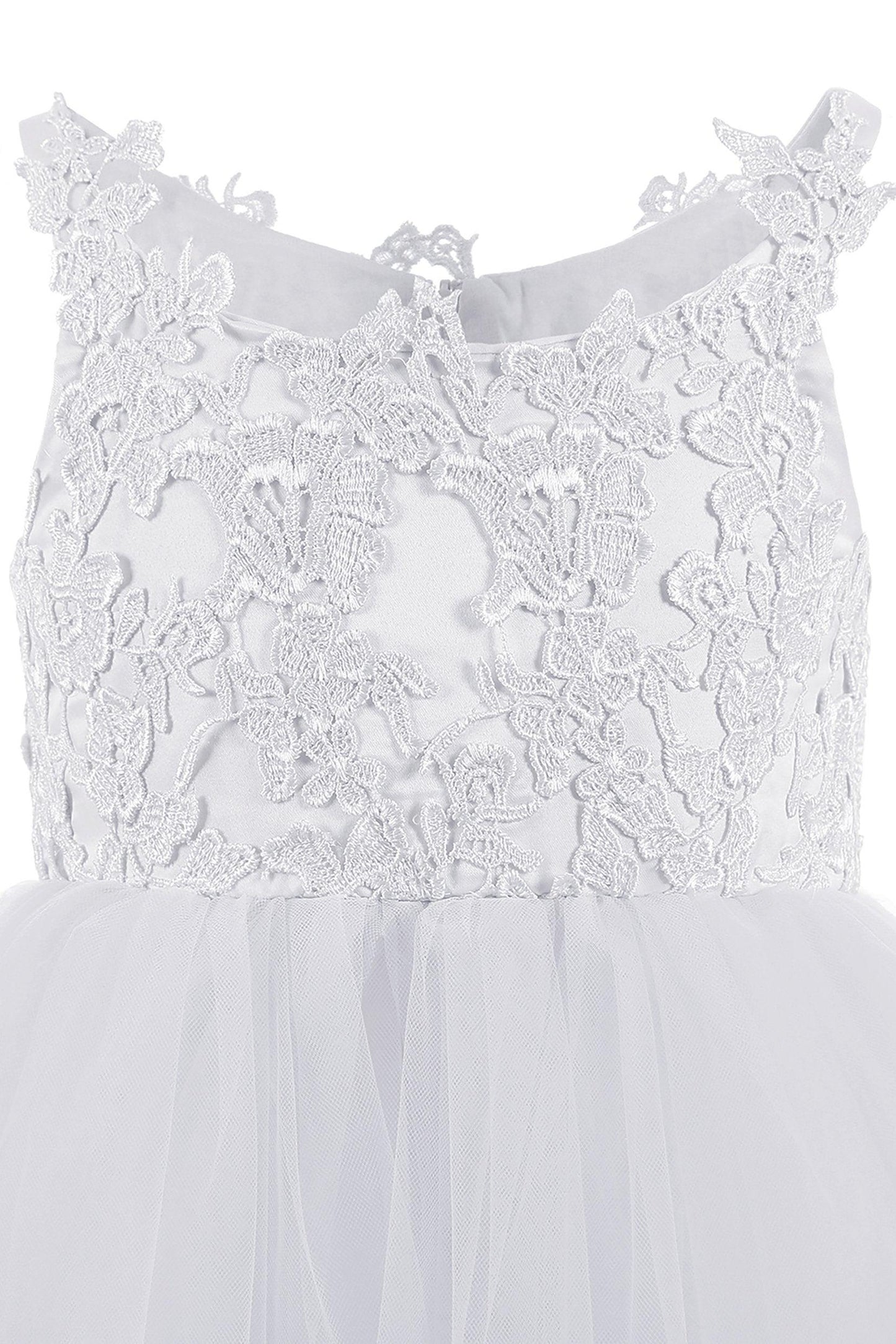 A-Line Floor Length Tulle Lace Flower Girl Dress CF0291 - COCOMELODY