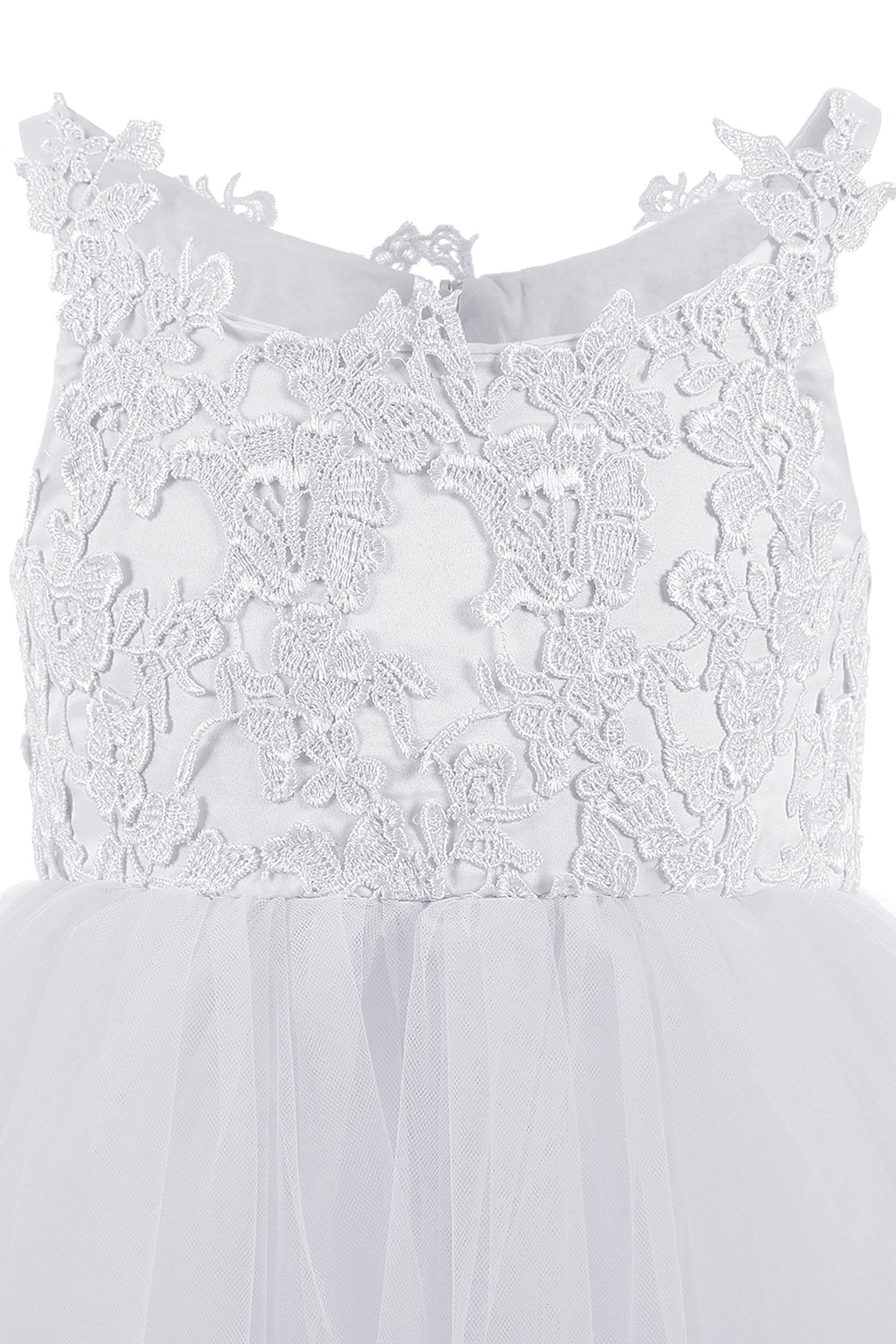 A-Line Floor Length Tulle Lace Flower Girl Dress CF0291 - COCOMELODY