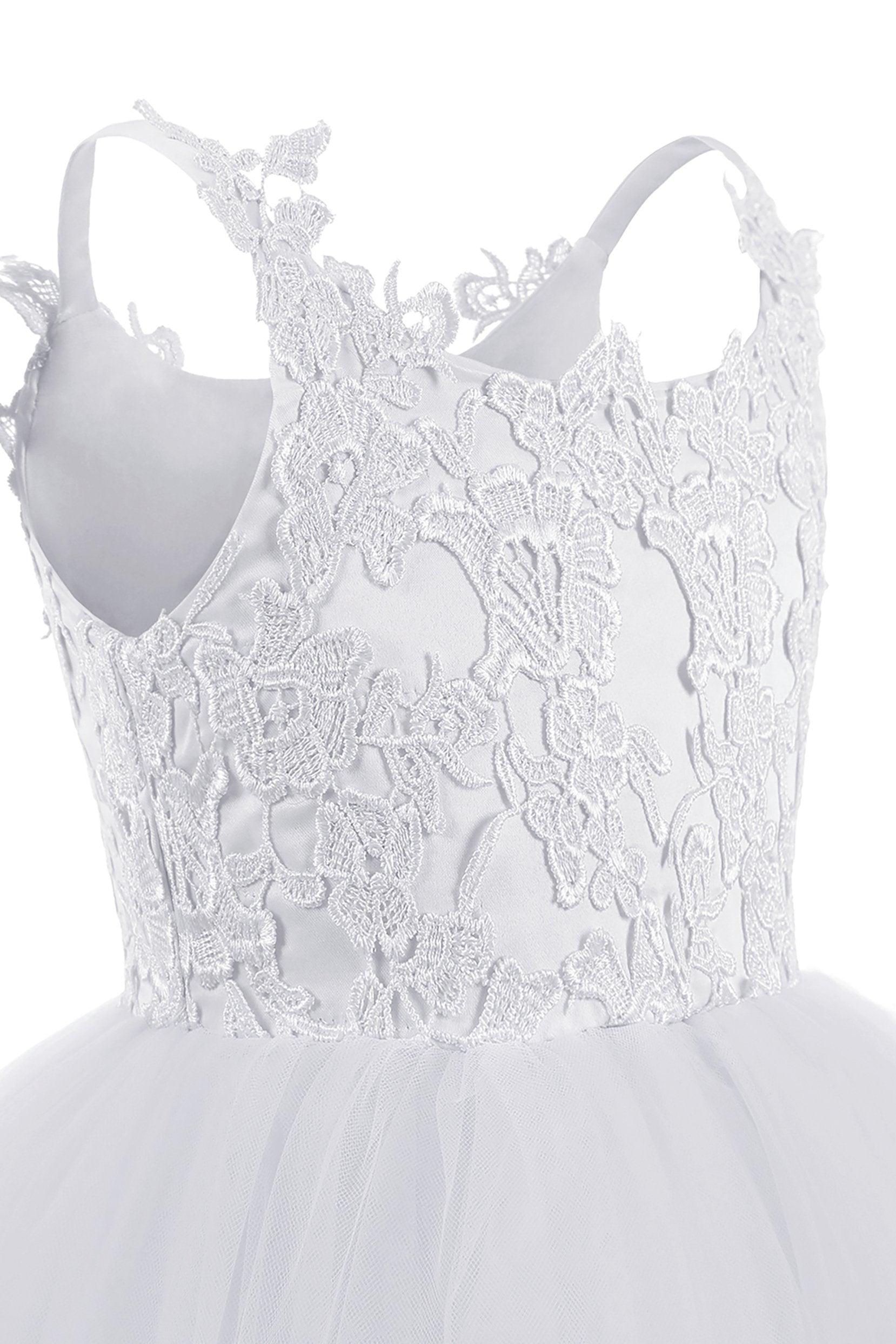 A-Line Floor Length Tulle Lace Flower Girl Dress CF0291 - COCOMELODY