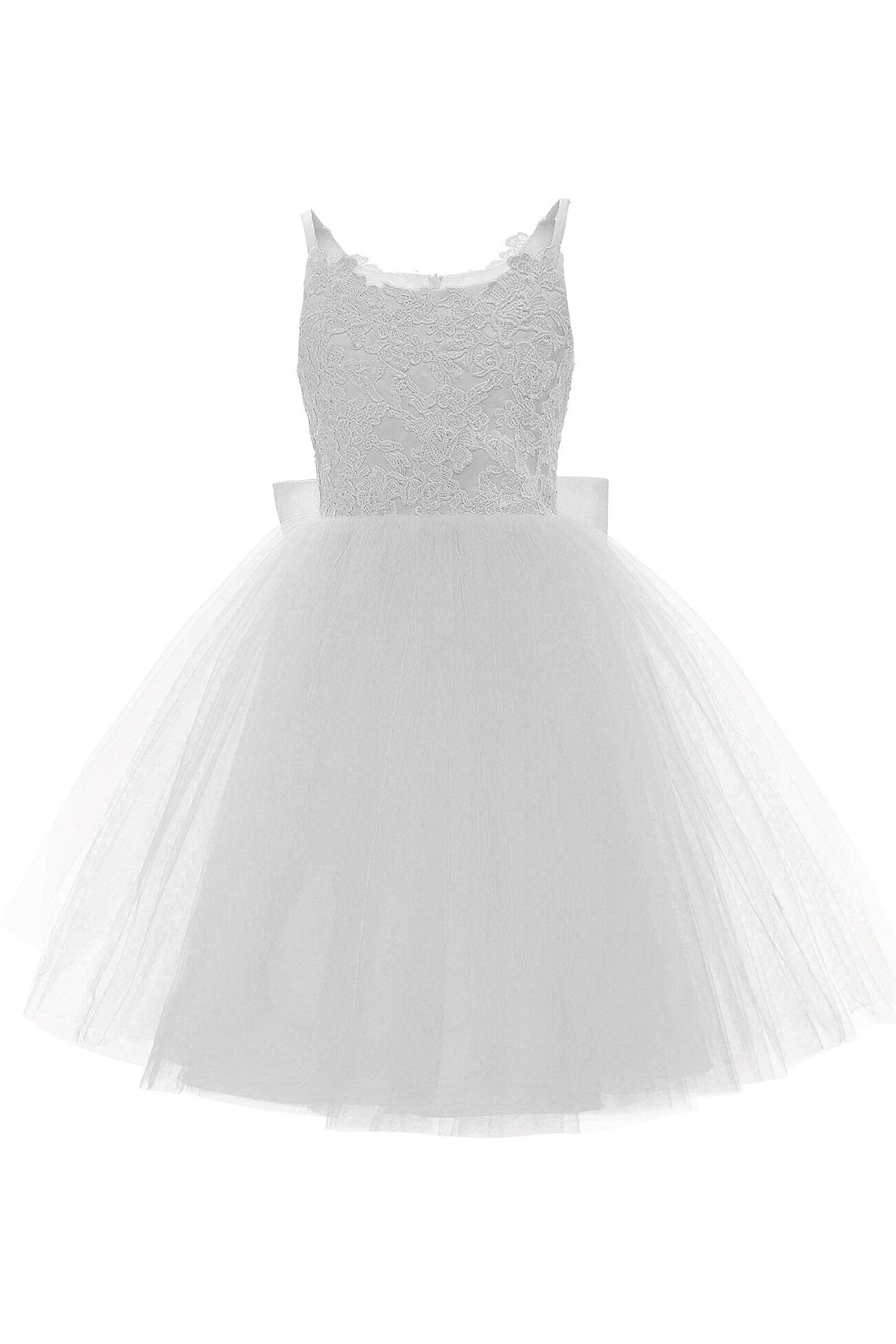 A-Line Knee Length Tulle Lace Flower Girl Dress CF0292 - COCOMELODY