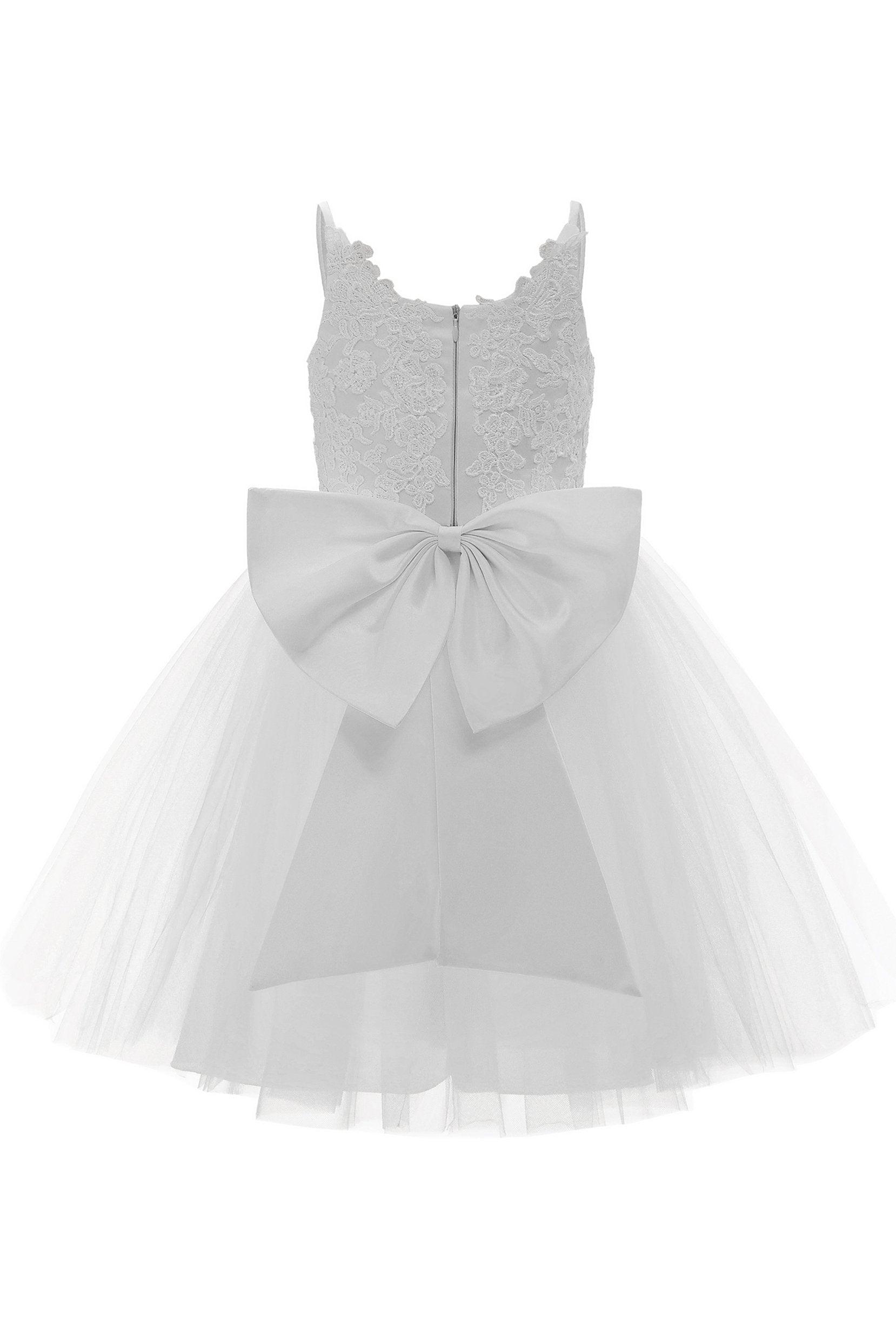 A-Line Knee Length Tulle Lace Flower Girl Dress CF0292 - COCOMELODY