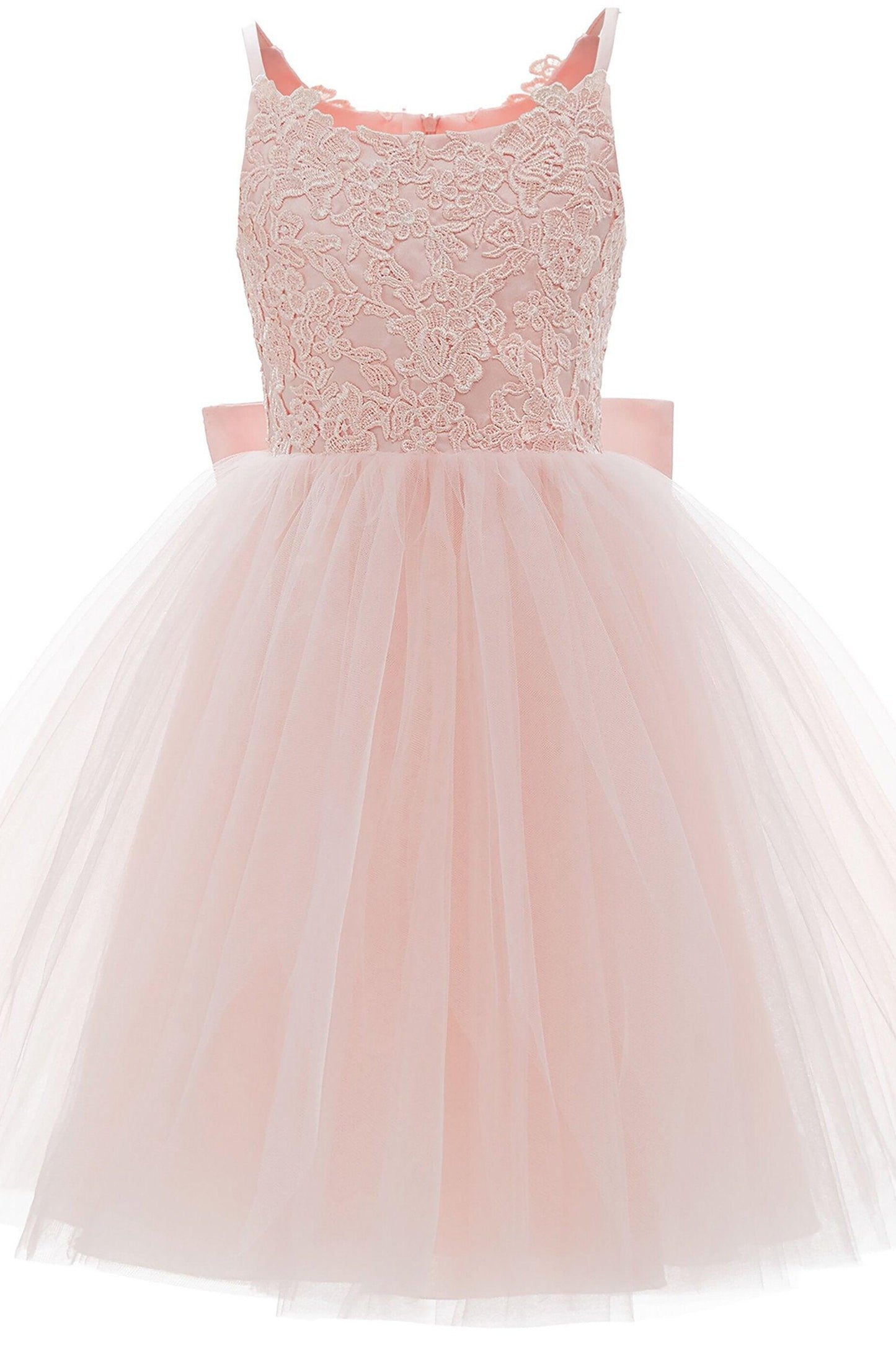 A-Line Knee Length Tulle Lace Flower Girl Dress CF0292 - COCOMELODY