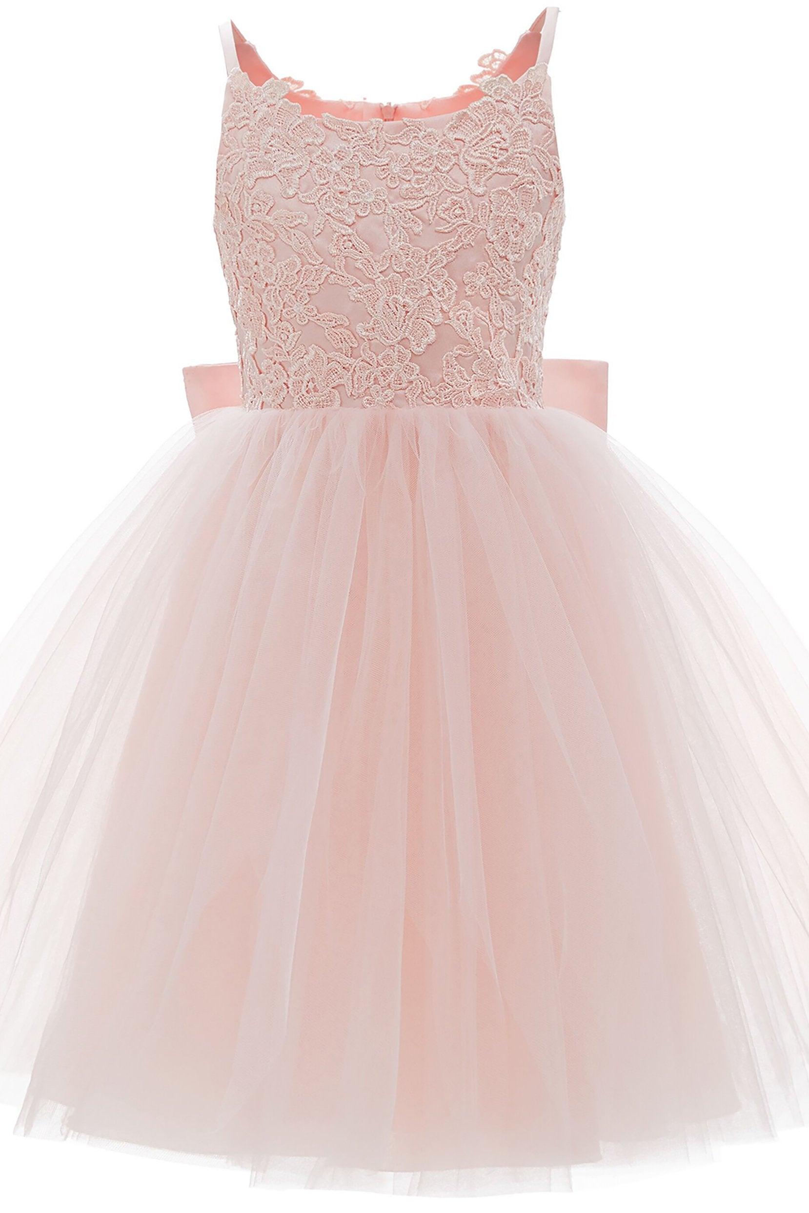 A-Line Knee Length Tulle Lace Flower Girl Dress CF0292 - COCOMELODY