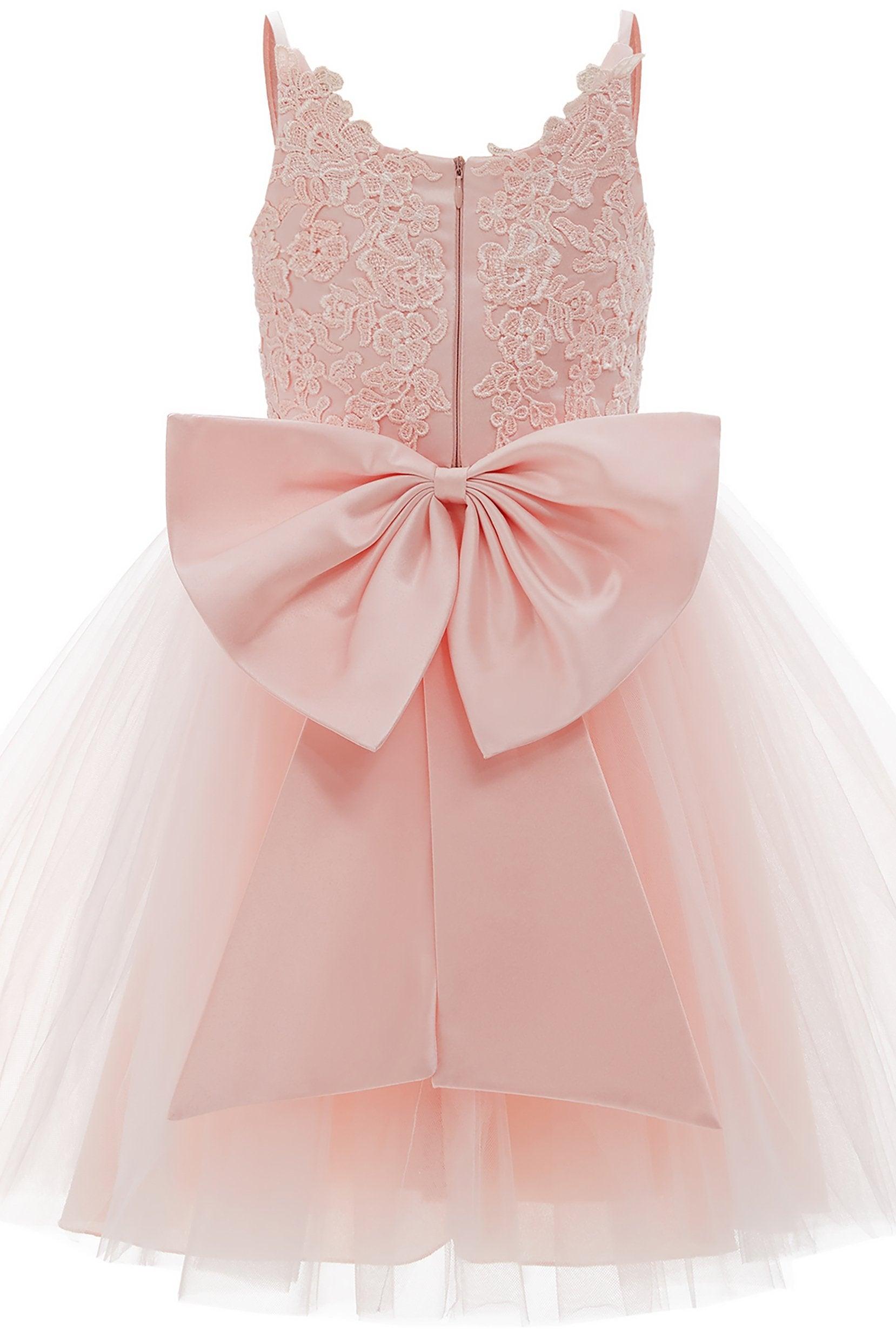 A-Line Knee Length Tulle Lace Flower Girl Dress CF0292 - COCOMELODY