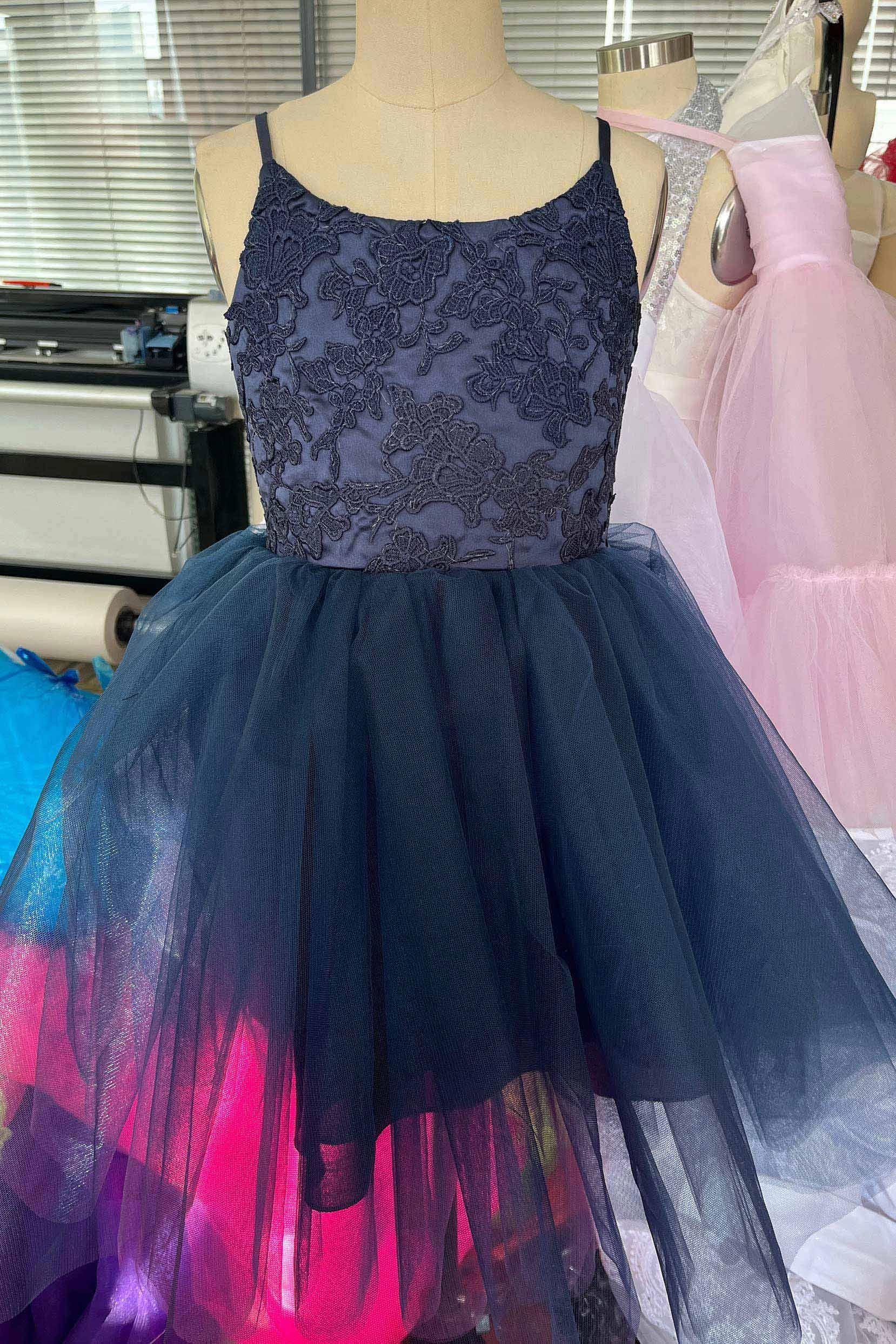 A-Line Knee Length Tulle Lace Flower Girl Dress CF0292 - COCOMELODY