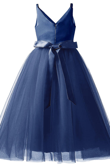 A-Line Tea Length Tulle Lace Flower Girl Dress CF0293 - COCOMELODY