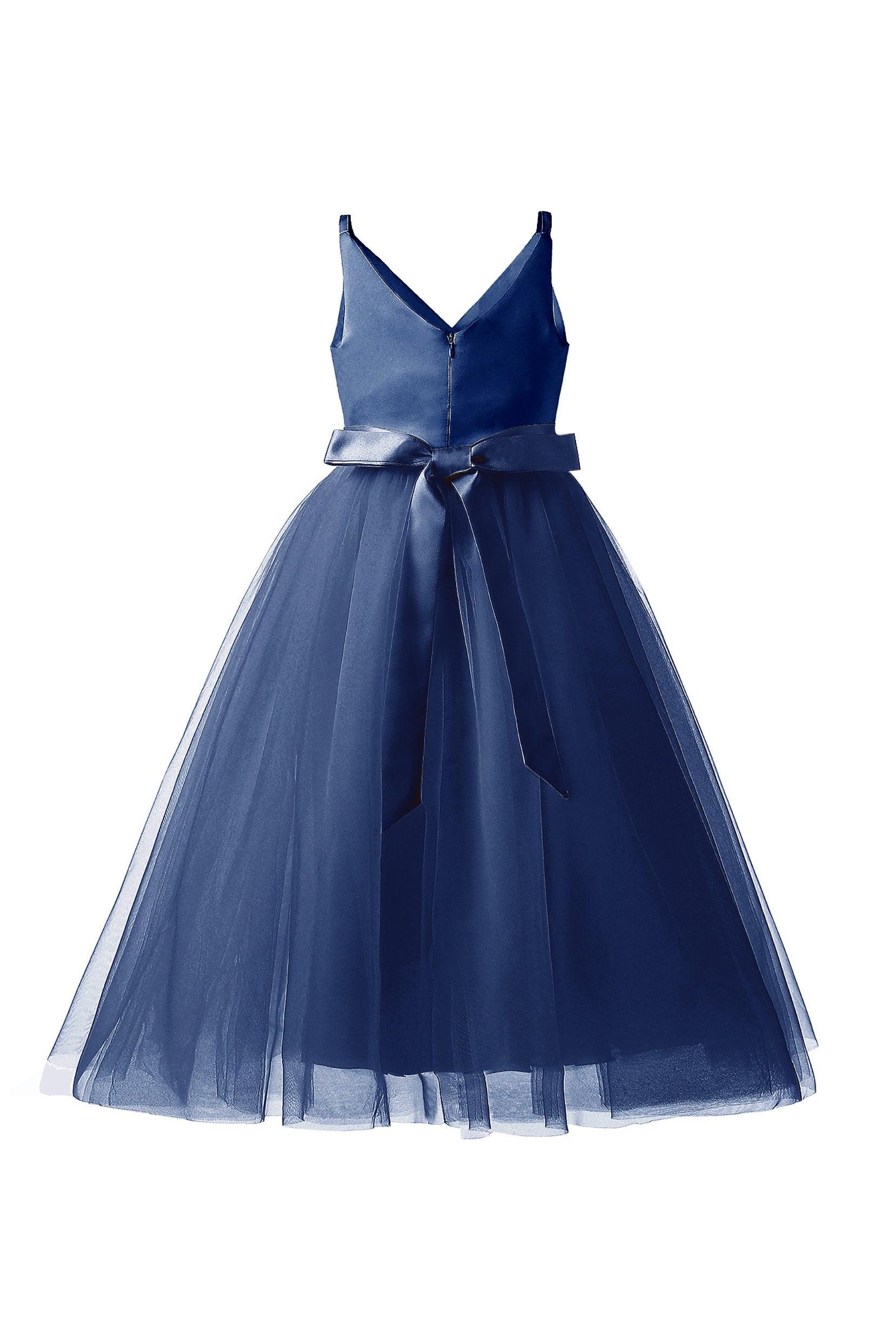 A-Line Tea Length Tulle Lace Flower Girl Dress CF0293 - COCOMELODY