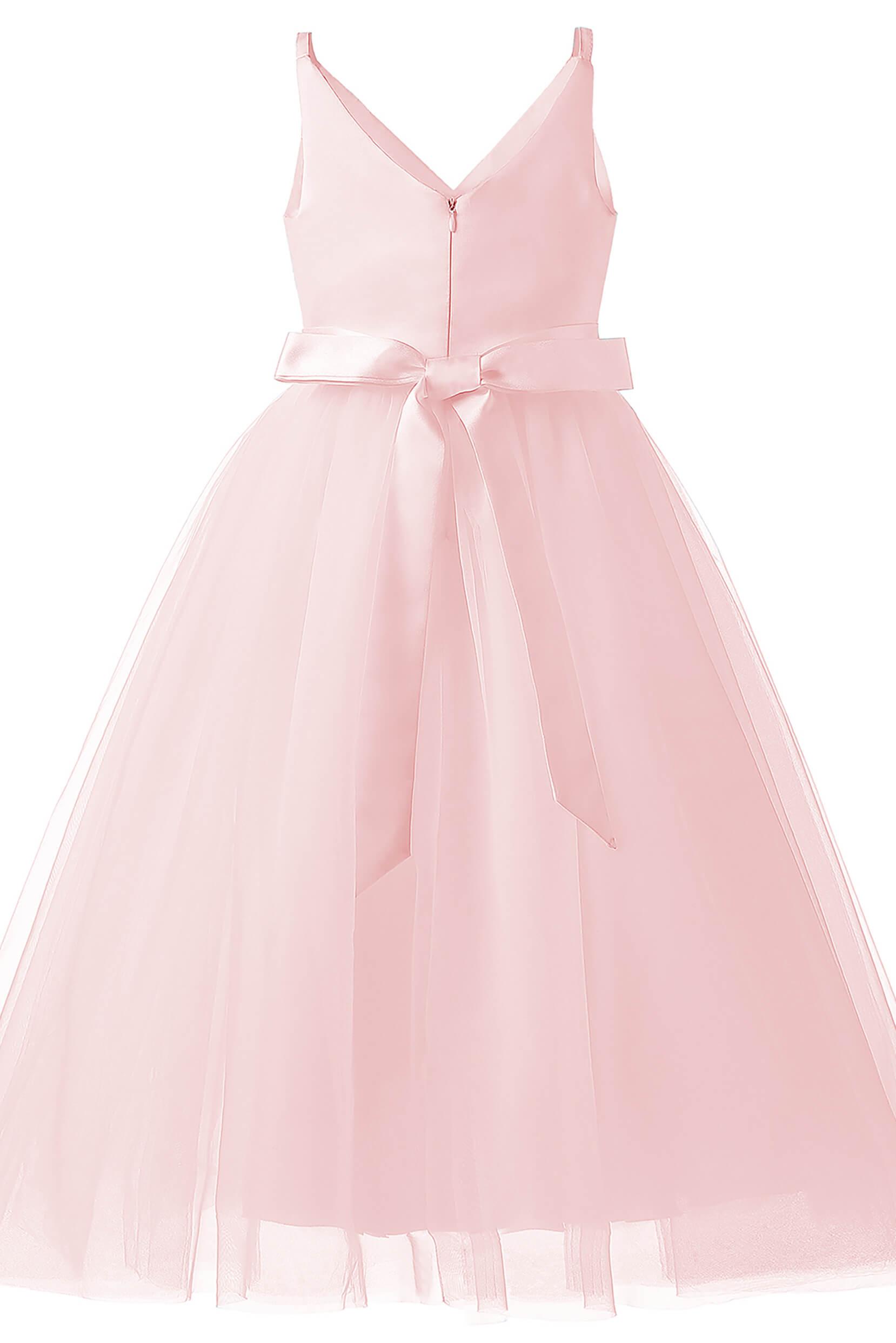 A-Line Tea Length Tulle Lace Flower Girl Dress CF0293 - COCOMELODY