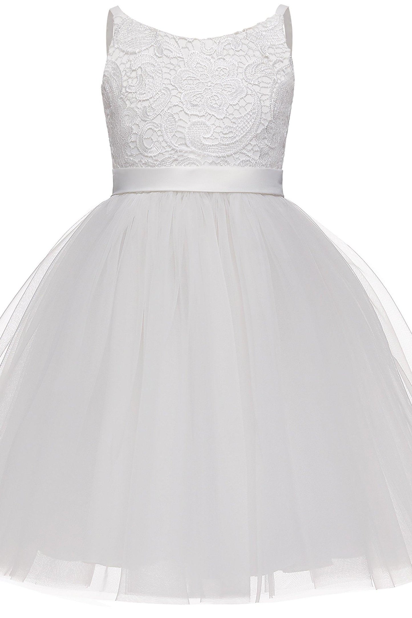 A-Line Knee Length Tulle Lace Flower Girl Dress CF0294