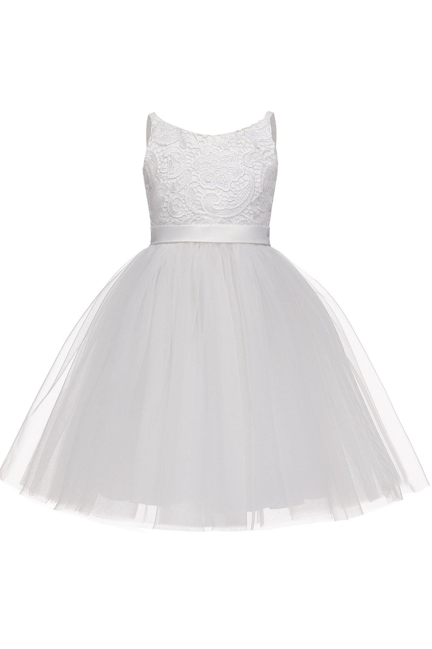 A-Line Knee Length Tulle Lace Flower Girl Dress CF0294