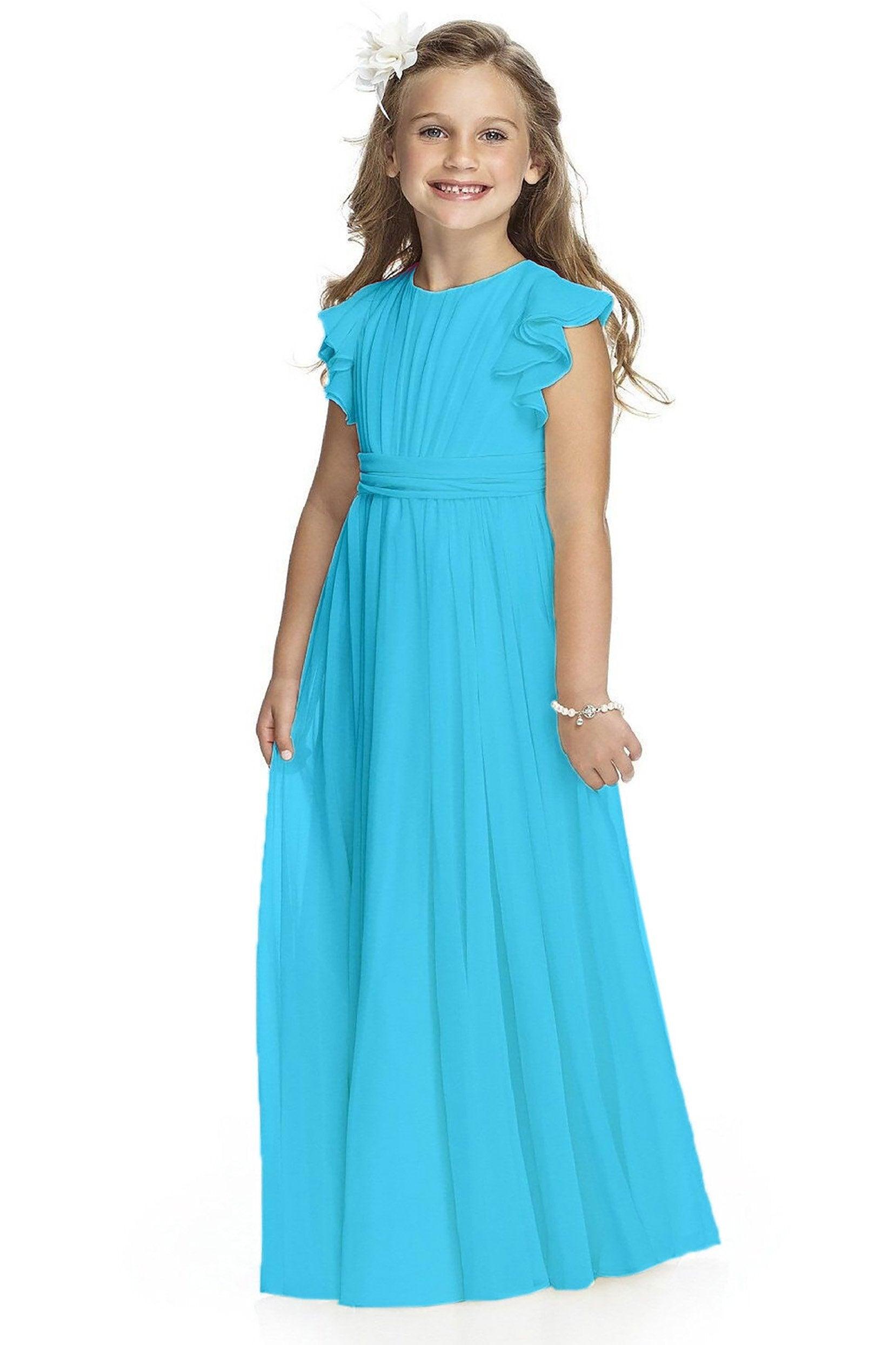 A-Line Floor Length Chiffon Flower Girl Dress CF0296 - COCOMELODY