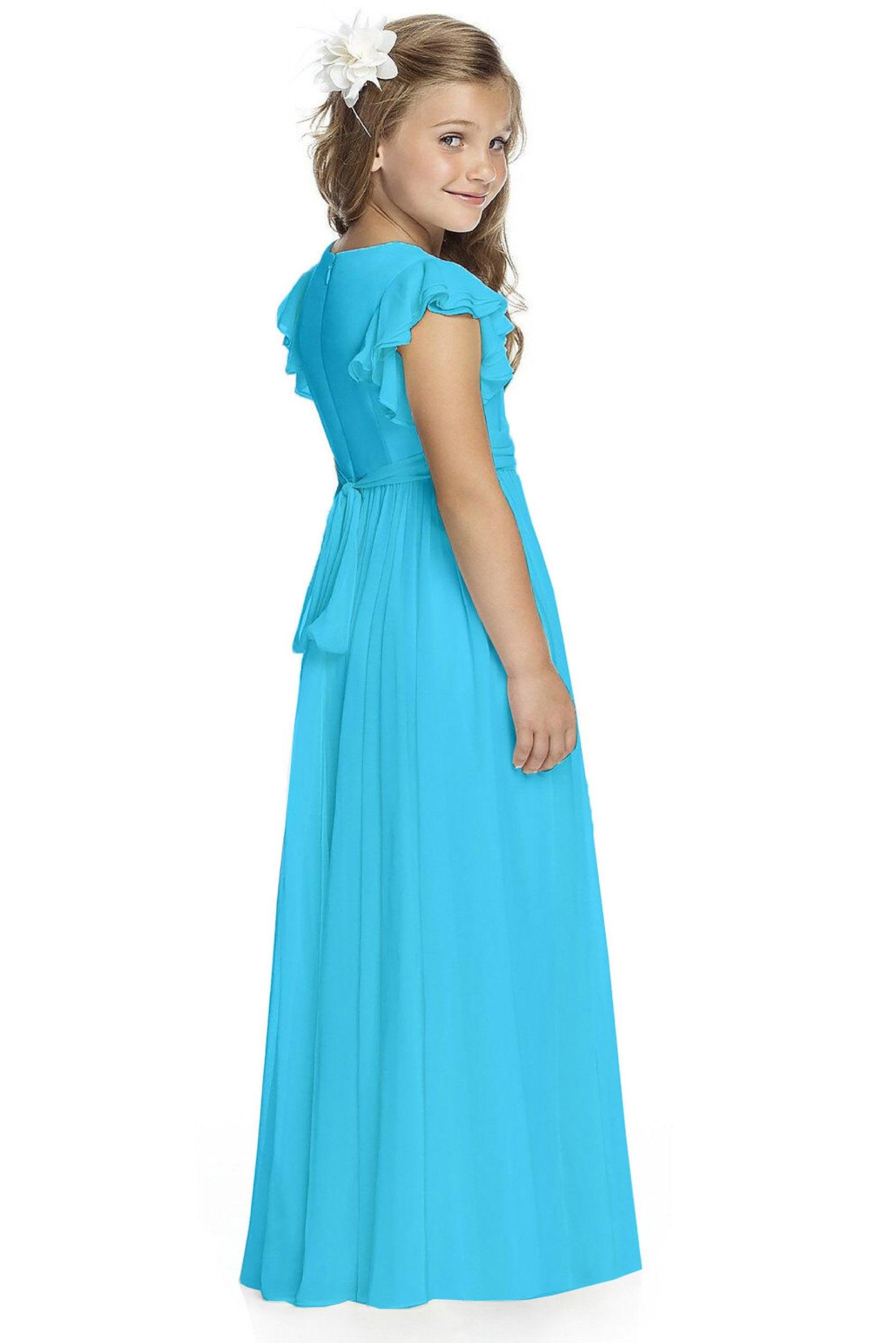 A-Line Floor Length Chiffon Flower Girl Dress CF0296 - COCOMELODY