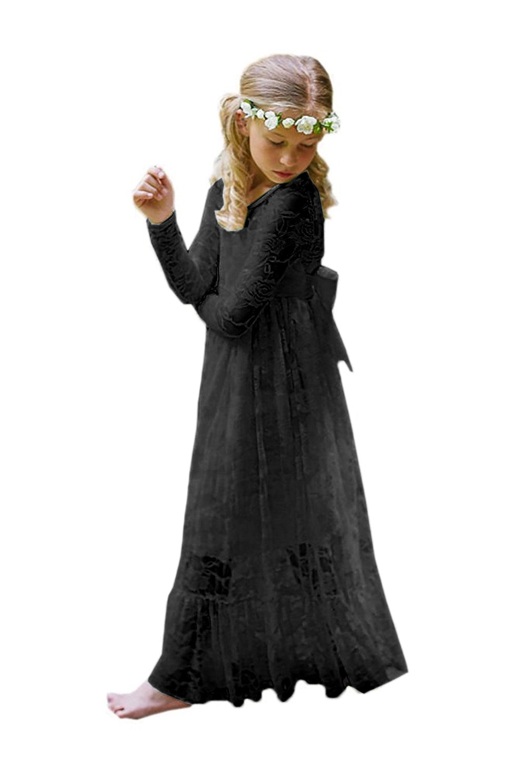 A-Line Floor Length Tulle Lace Flower Girl Dress CF0297 - COCOMELODY