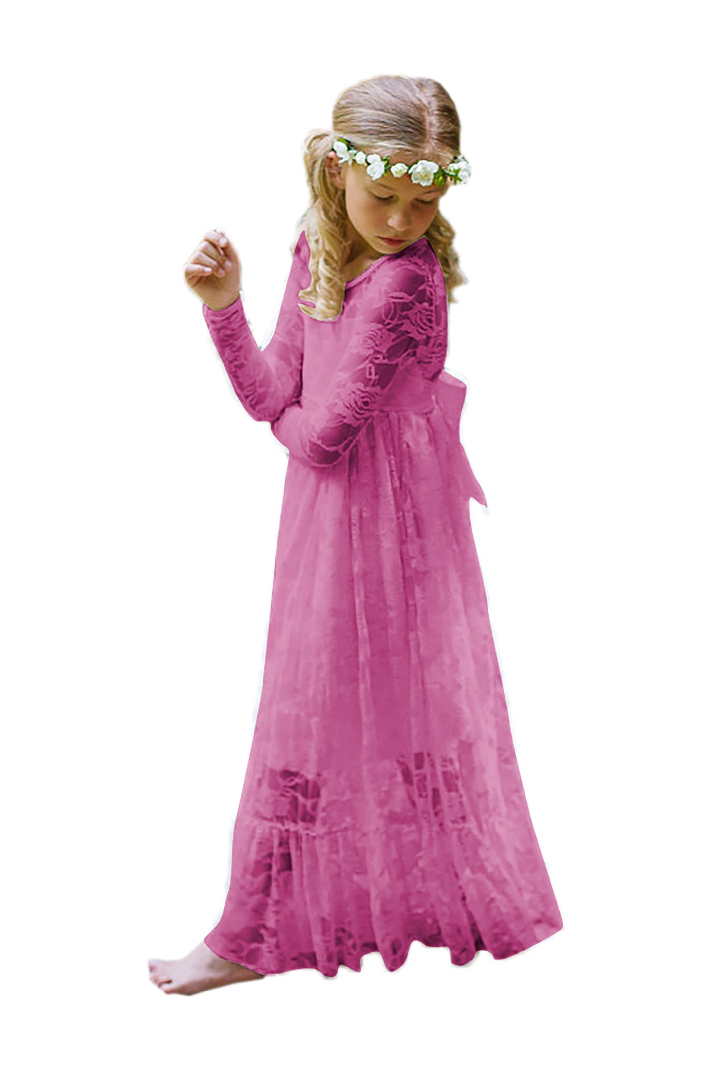 A-Line Floor Length Tulle Lace Flower Girl Dress CF0297