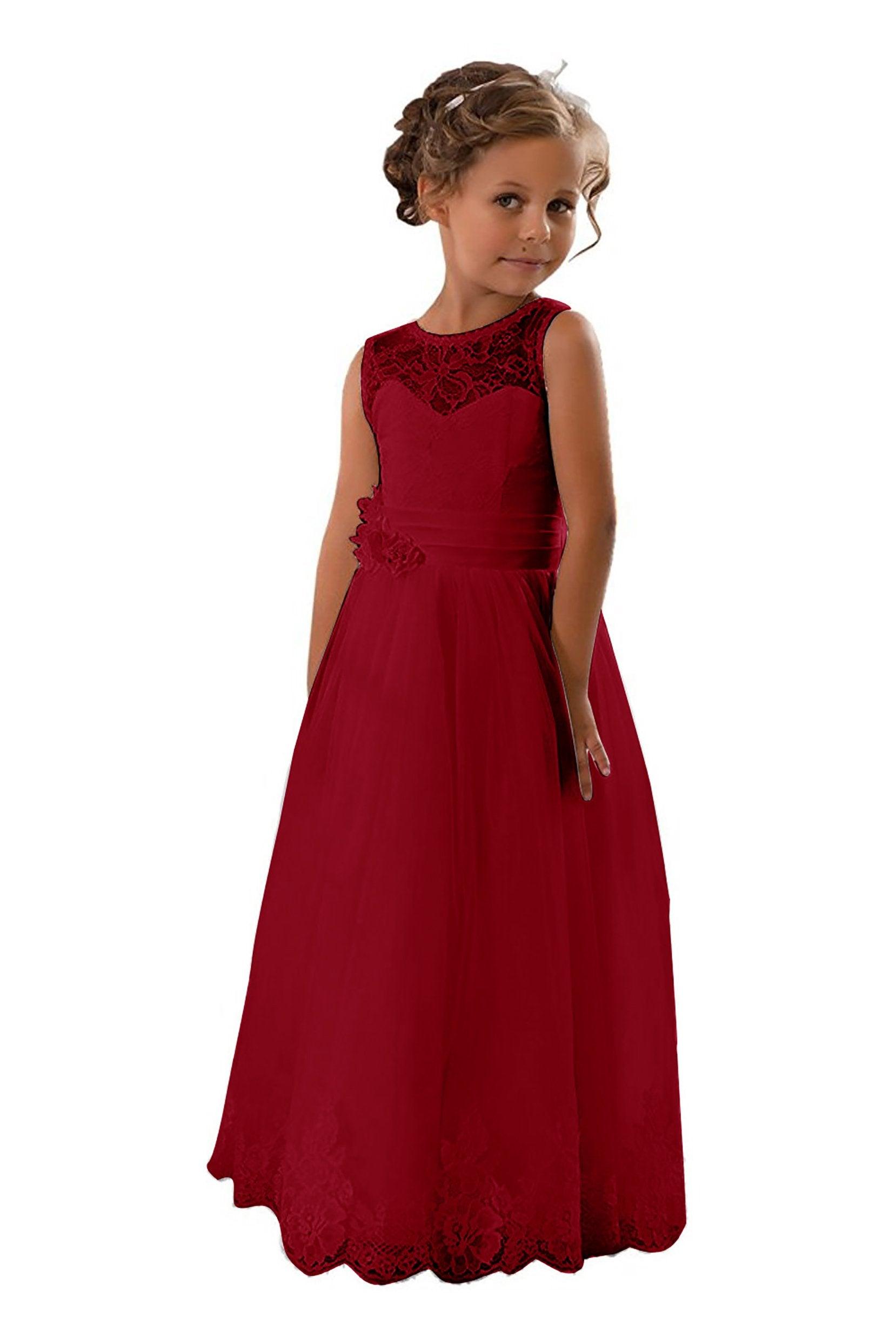 A-Line Floor Length Tulle Lace Flower Girl Dress CF0298 - COCOMELODY